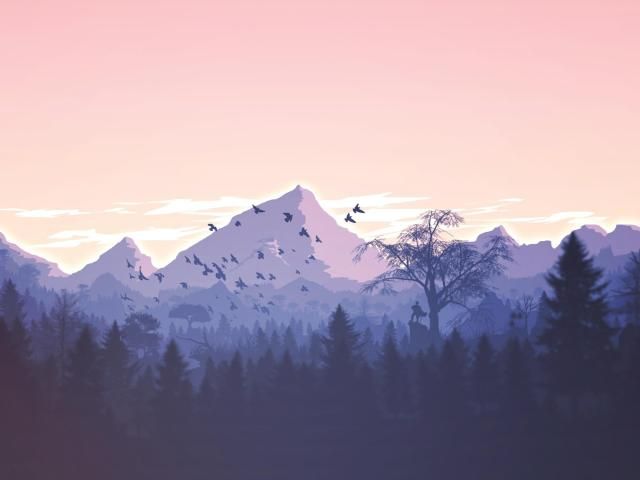 640x480 Forest And Mountains Illustrations Wallpaper, HD Minimalist 4K Wallpaper, Image and Background