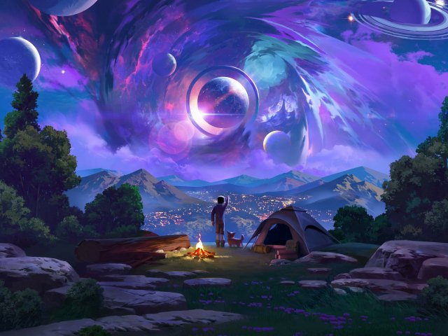 640x480 Fantasy landscape in the sky Desktop wallpaper 640x480