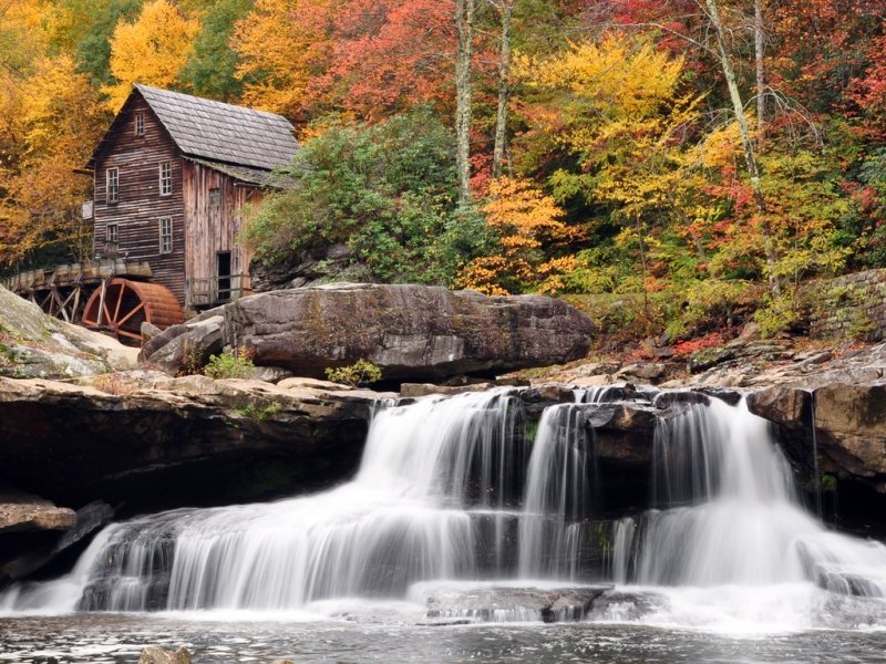800x600 Phone wallpaper: Landscape, Houses, Waterfalls 36783