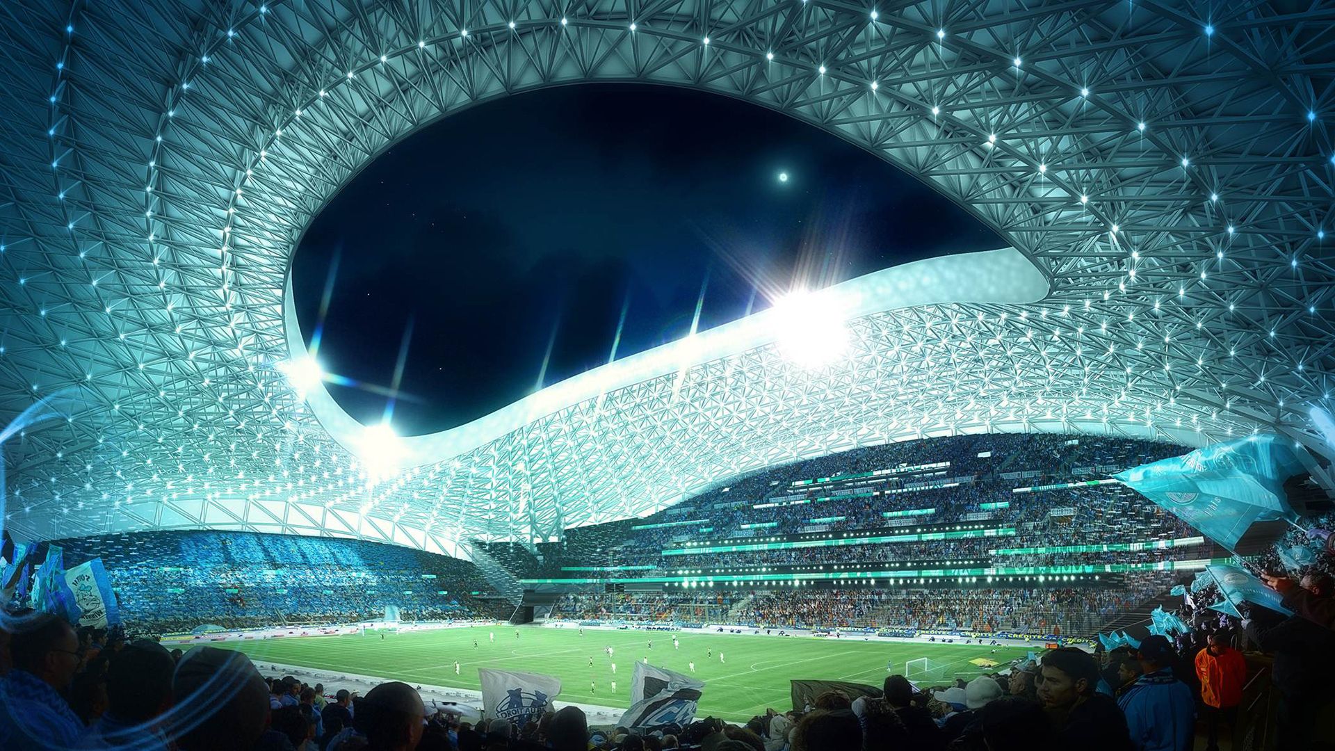 1920x1080 Wallpaper France, football, stadium, Velodrome, OLYMPIQUE DE MARSEILLE for mobile and desktop, section спорт, resolution 1920x1080