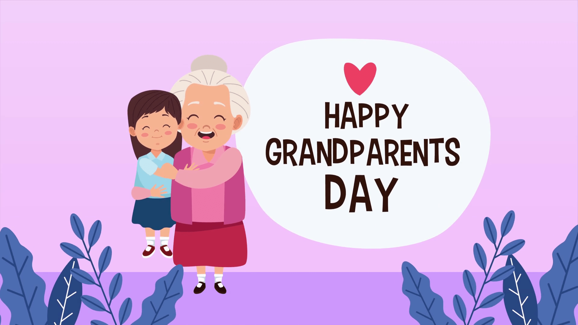 1920x1080 happy grandparents day card with grandmother lifting granddaughter , 4k video animation