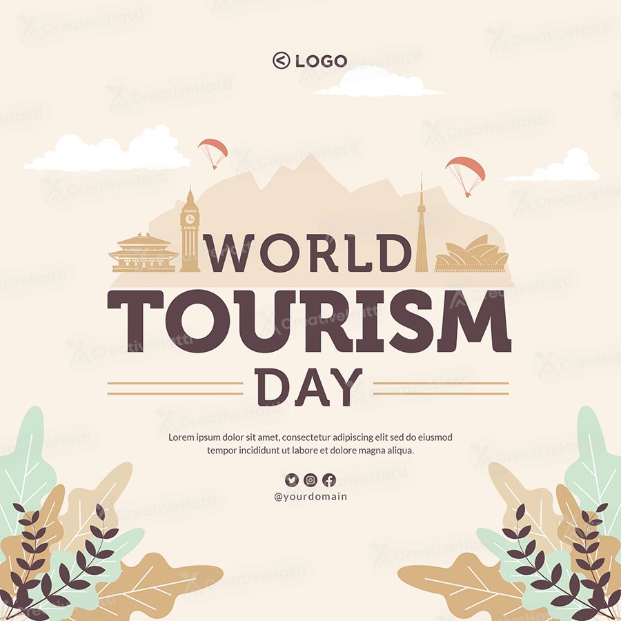 900x900 World tourism day template banner design