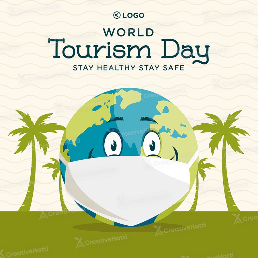 900x900 World tourism day banner design template