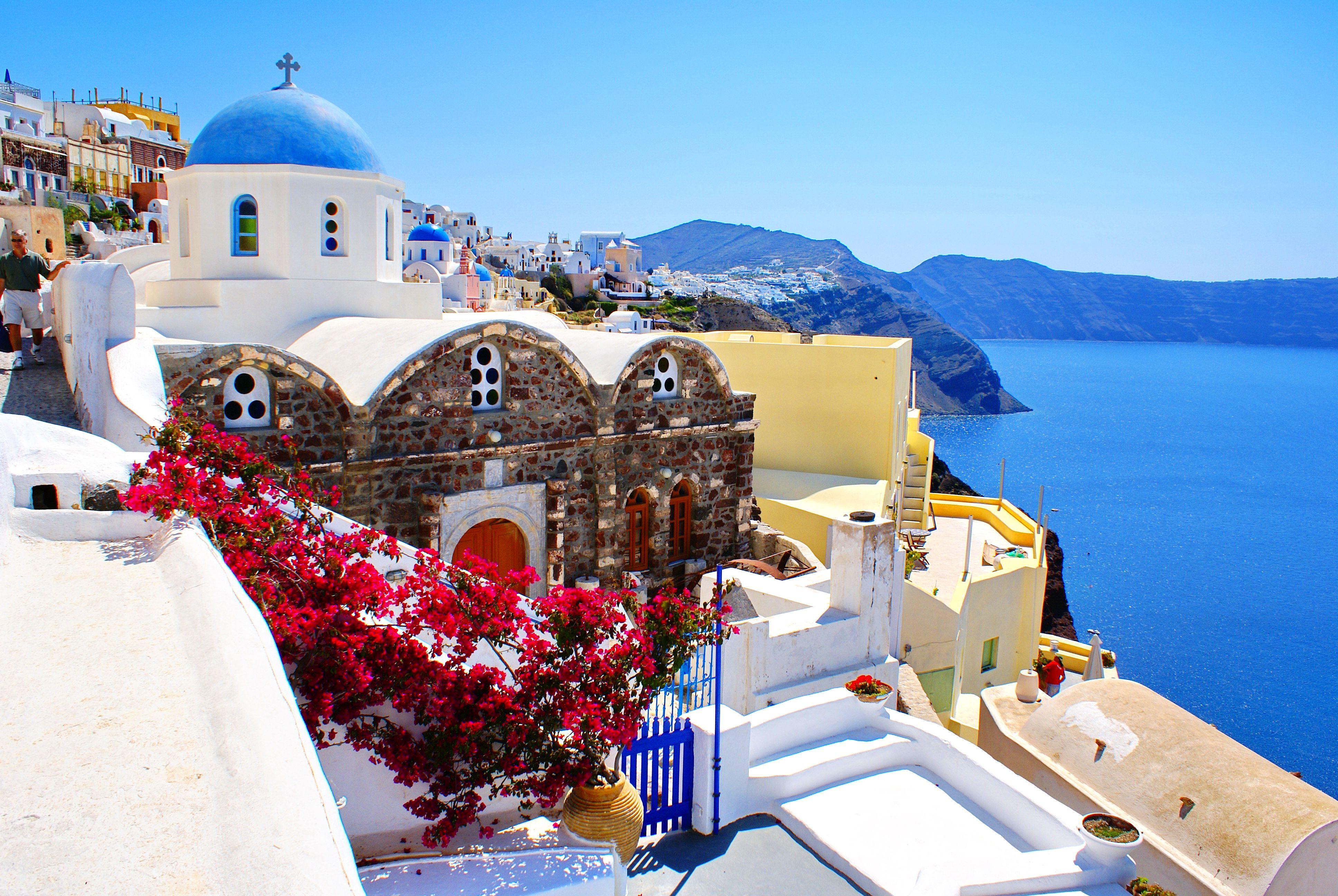 Greece Santorini houses sea ship island 828x1792 iPhone 11XR wallpaper  background picture image