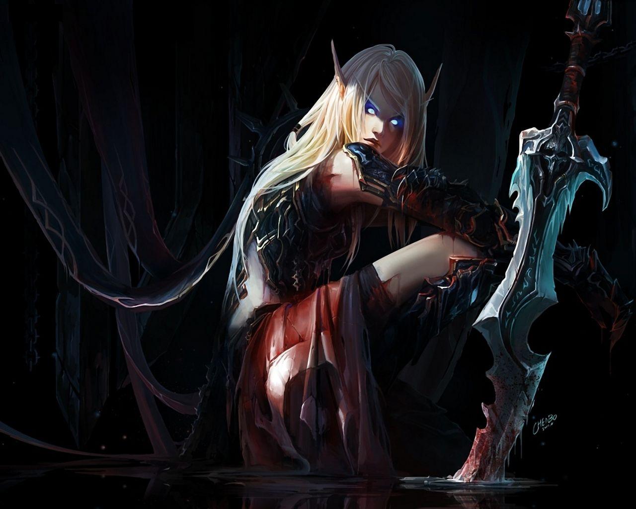 1280x1024 Blood Elf Death Knight Wallpaper .