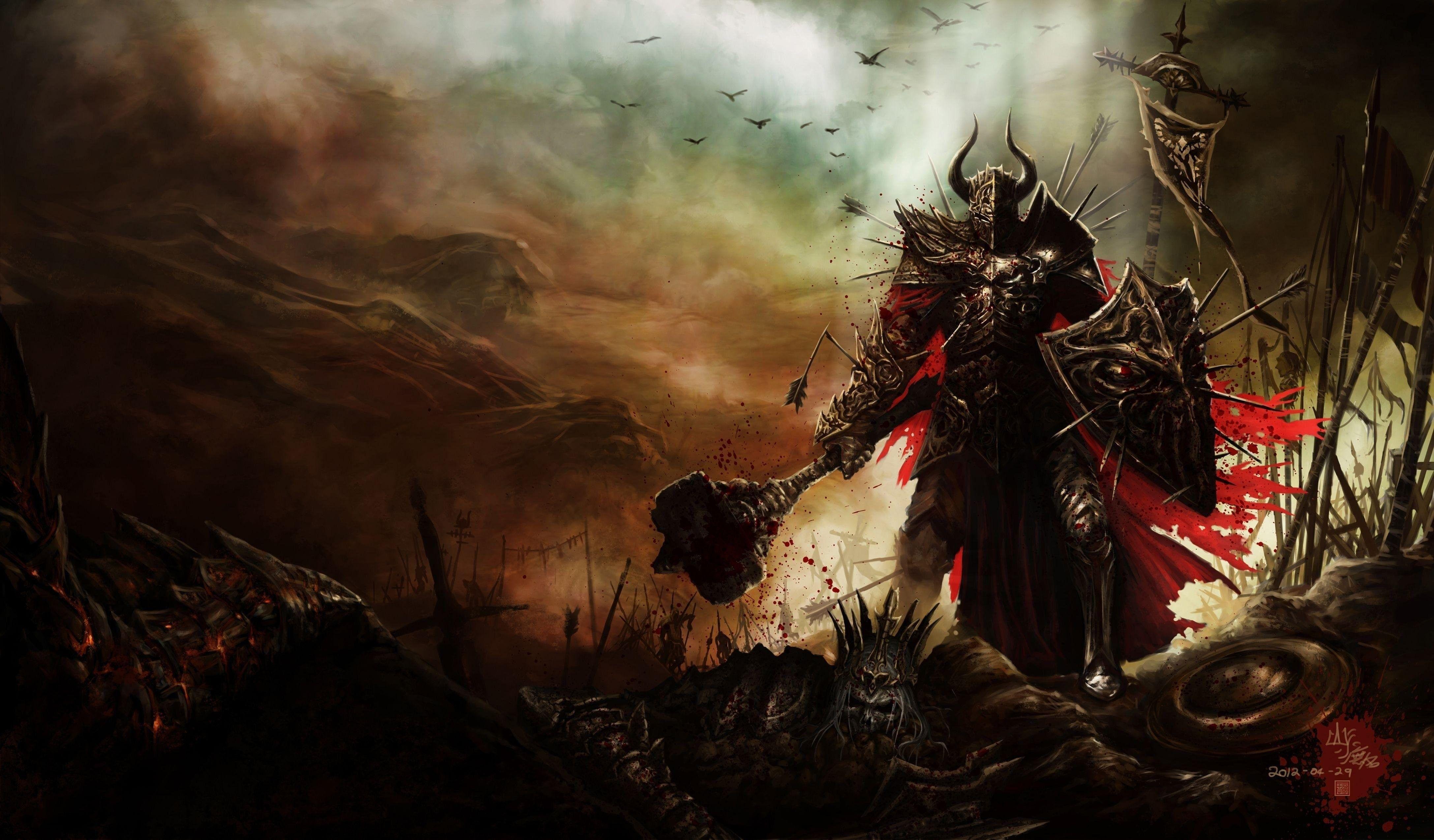 4350x2549 Artwork Fantasy Art Knight War Warrior .