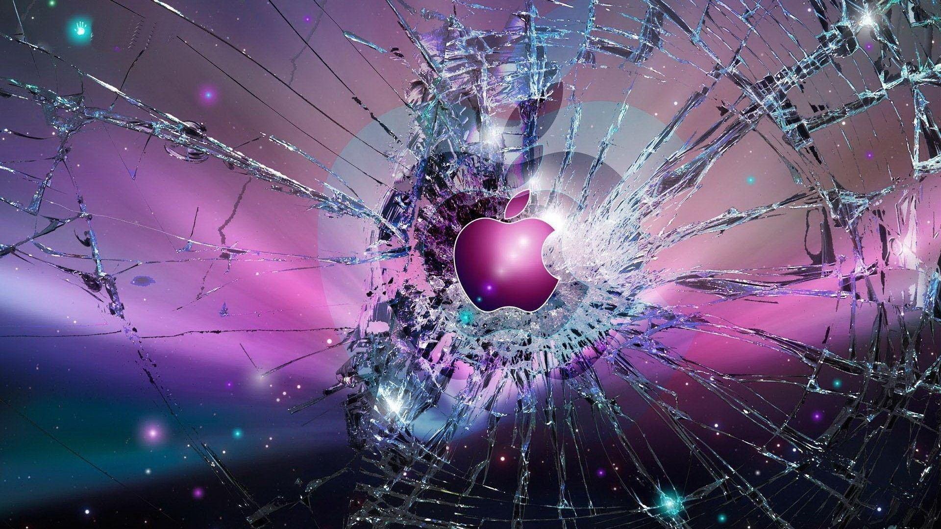 1920x1080 Apple Logo Broken Glass MacBook Air .