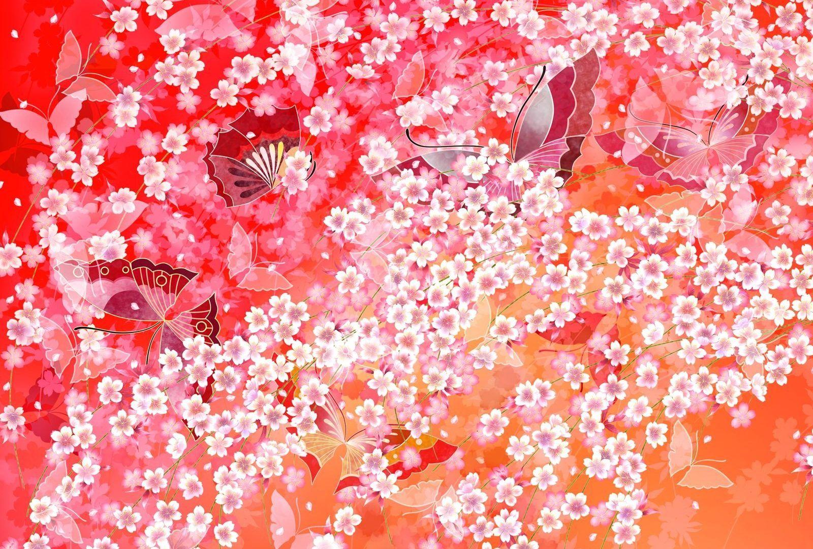 1600x1080 Flowers: Japanese Style Colors Flower Pattern Color Desktop
