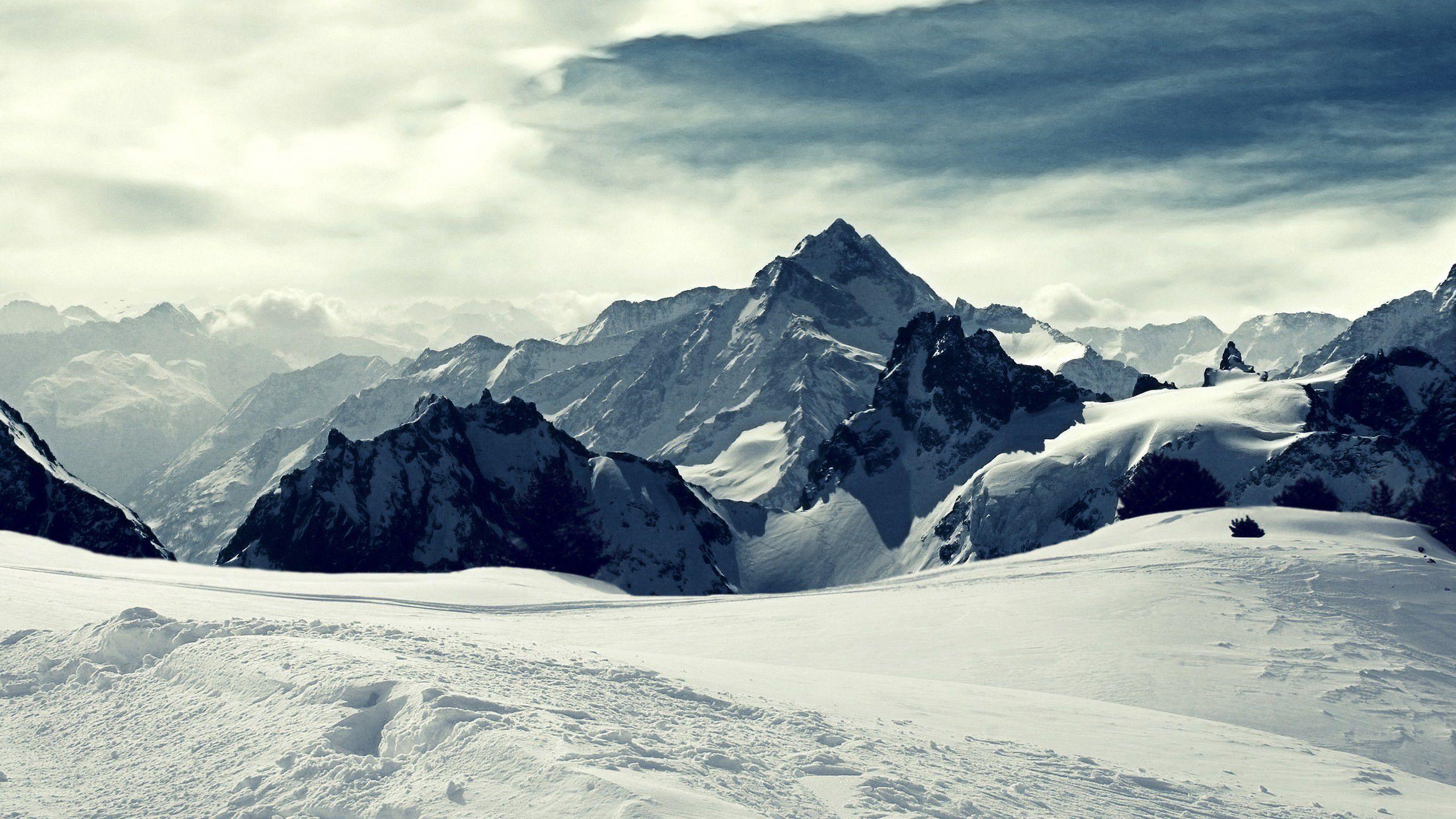 2560x1440 Snowy Mountains Wallpaper on .