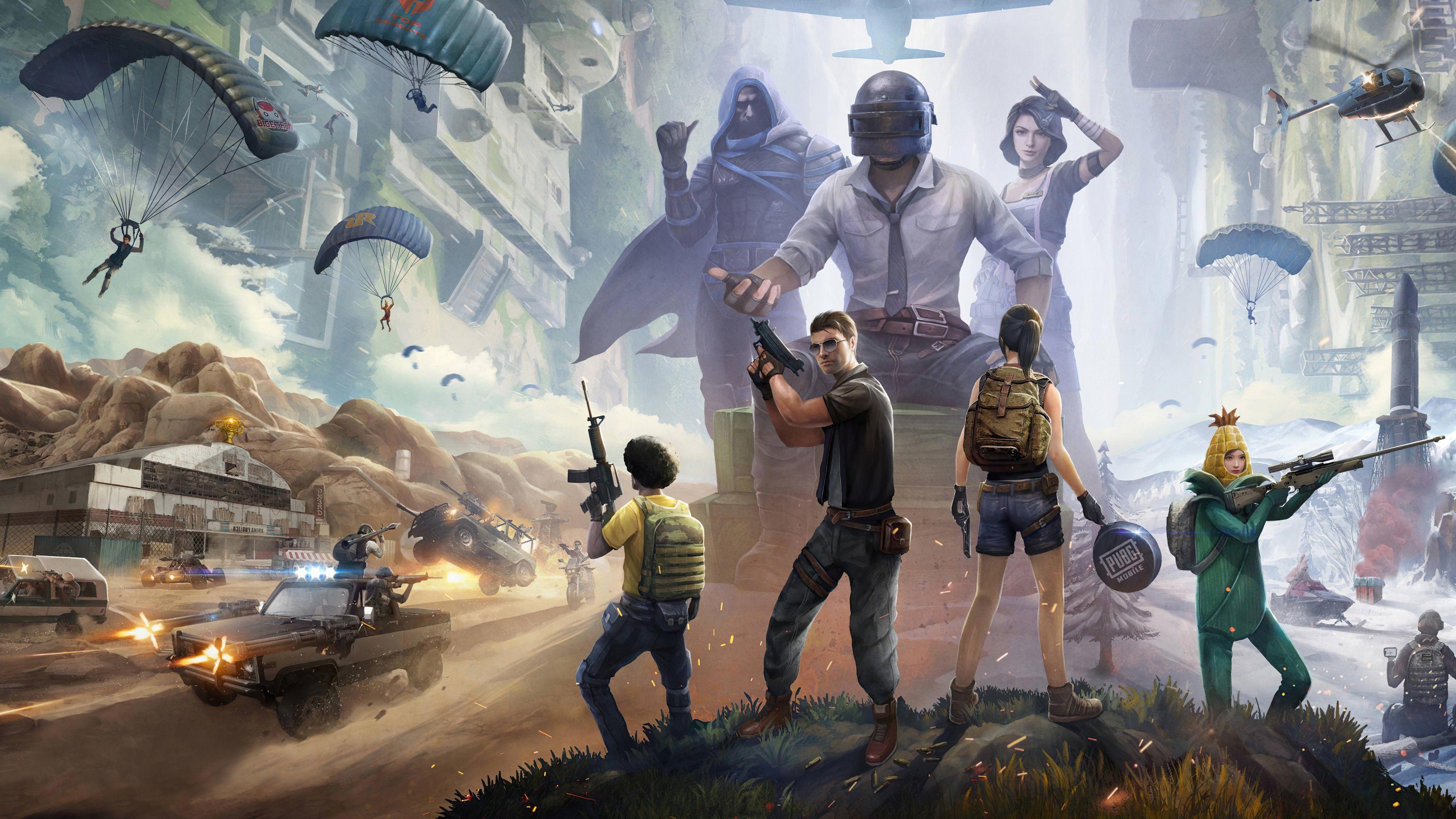 3840x2160 PUBG Mobile Squad Parachute 4K HD Games .hdwallpaper.in