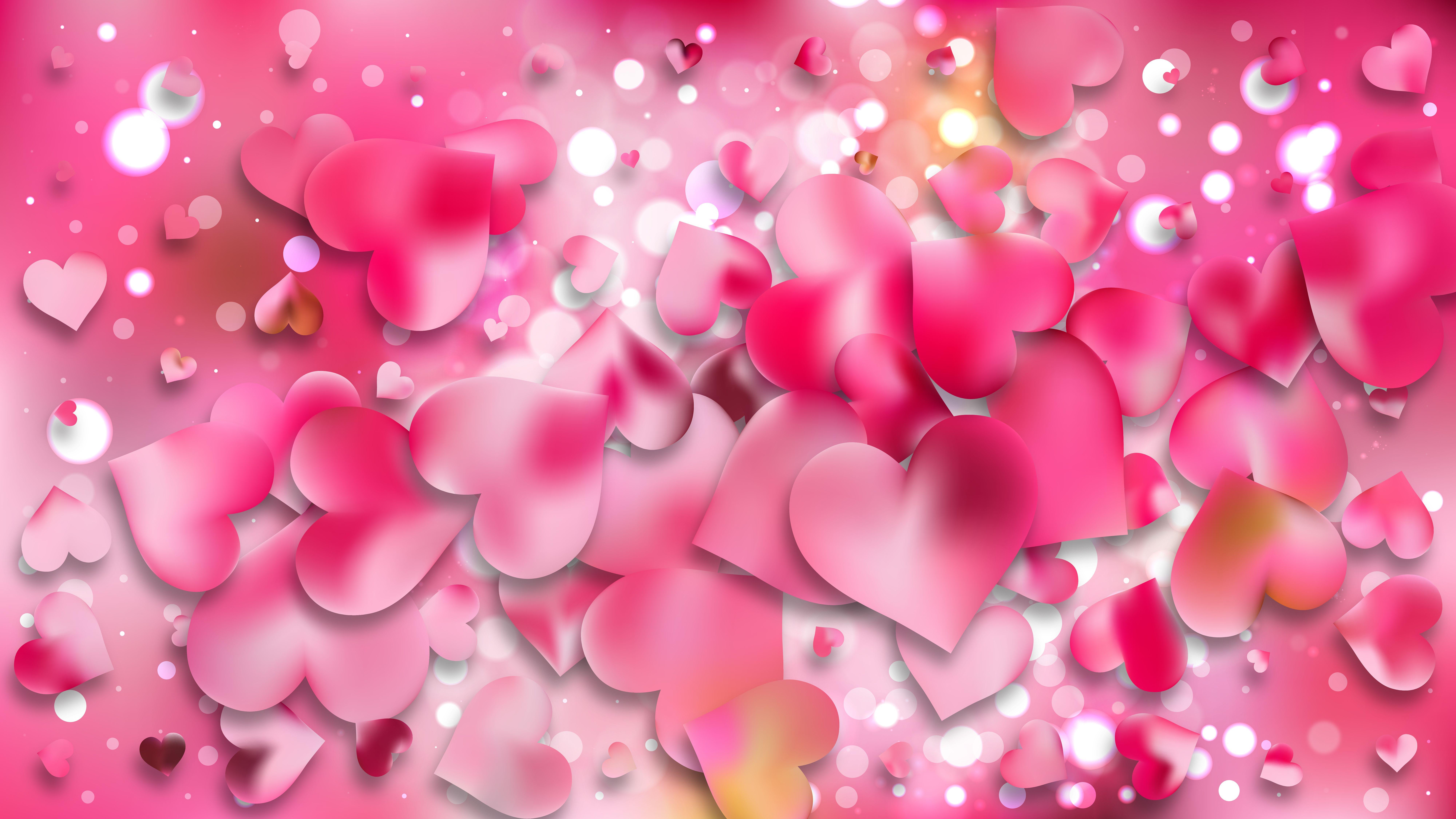 8000x4500 Free Pink Heart Wallpaper Background Vector Image