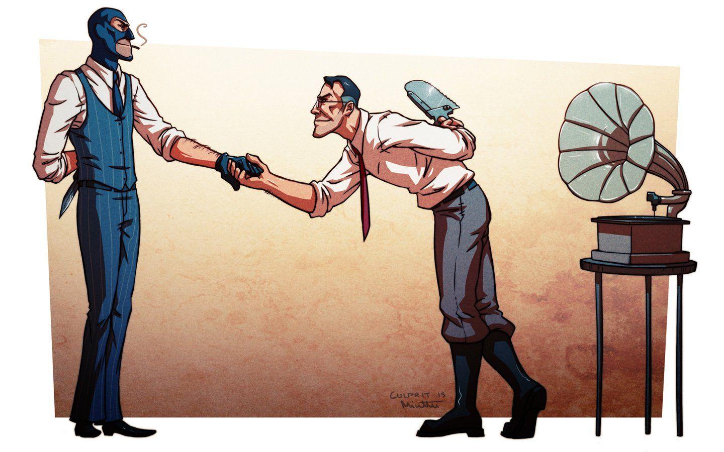 1440x900 Spy TF2 Medic TF2 alternative art Team Fortress 2 wallpaper