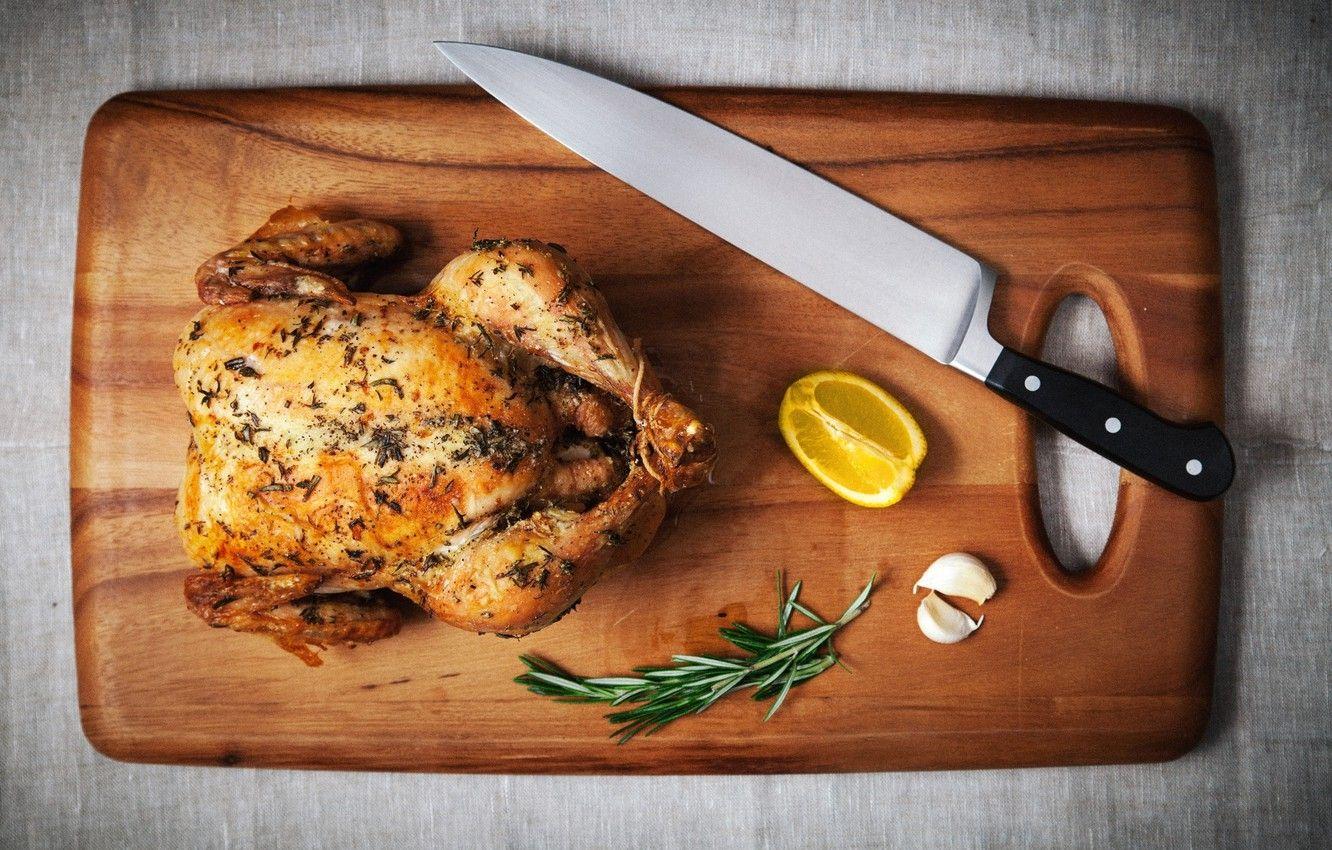 1332x850 Wallpaper lemon, chicken, knife, garlic, grill, cutting Board image for desktop, section еда