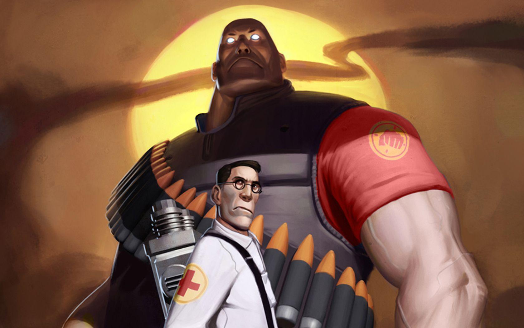 1680x1050 Team Fortress 2 Heavy And Medic Wallpaperx1050