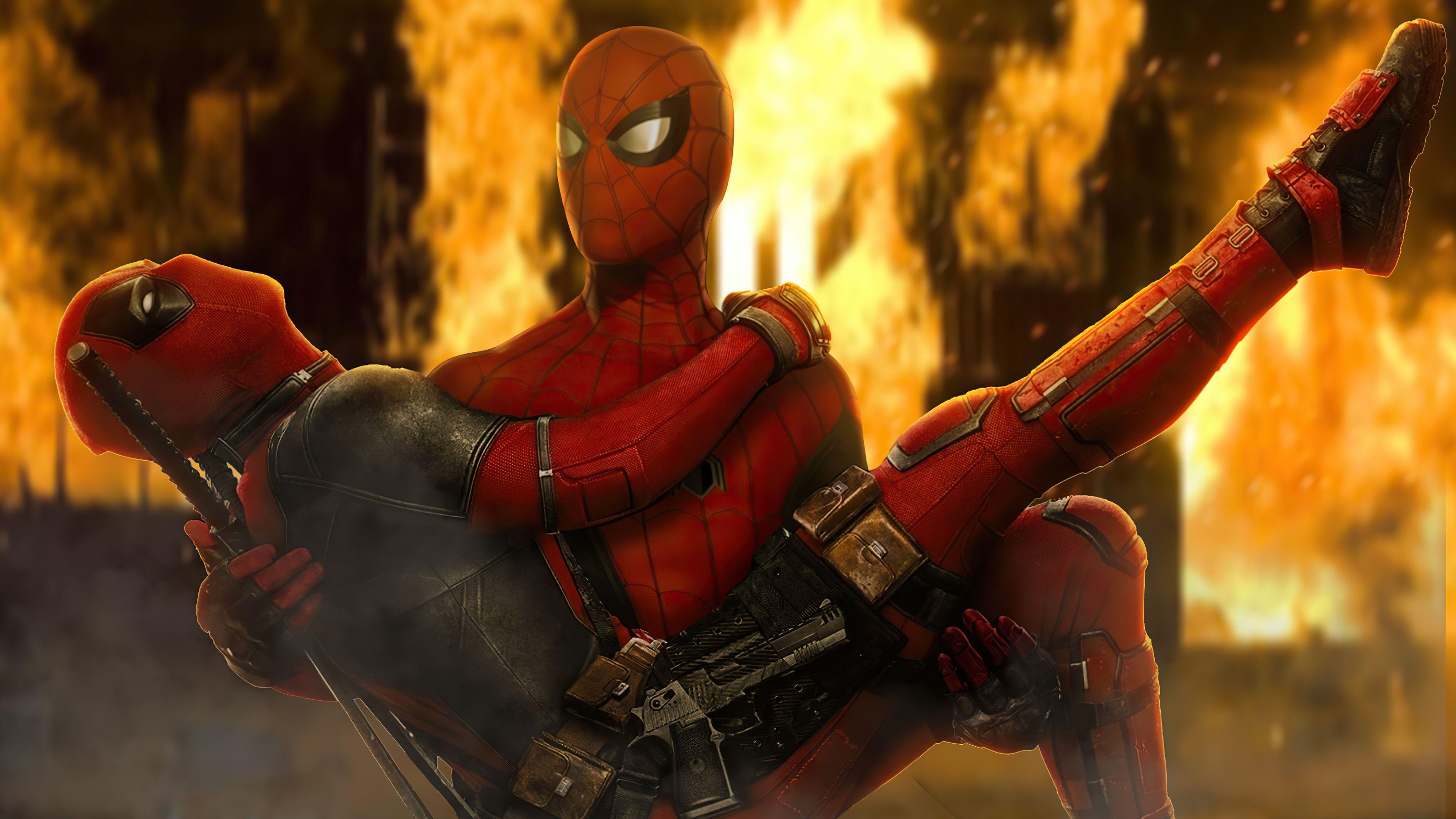 3840x2160 Spiderman Holding Deadpool, HD Superheroes, 4k Wallpaper, Image, Background, Photo and Picture