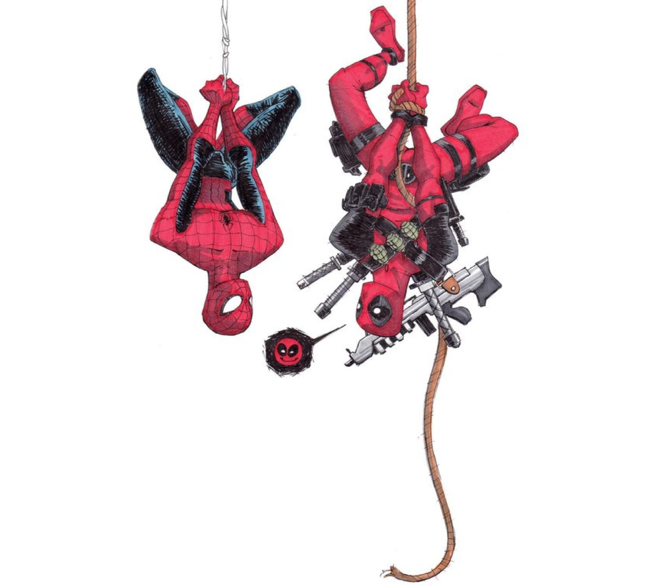 2160x1920 Deadpool And Spider Manwallpaper