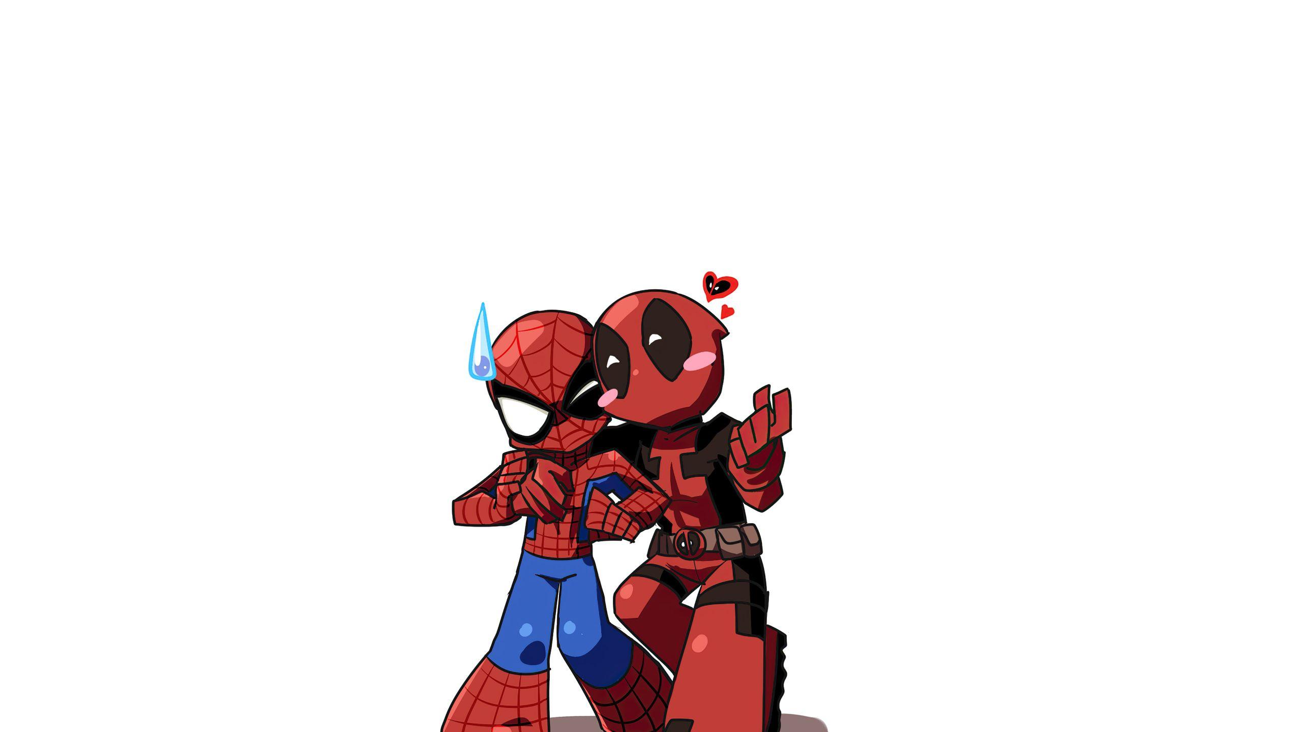 2560x1440 Deadpool Spiderman Art 4k .