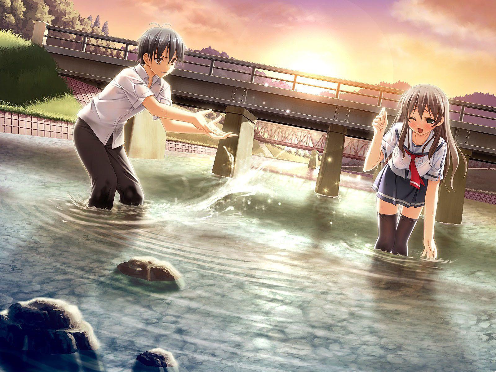 1600x1200 Anime Girl And Boy Playing Video Games HD Wallpaper