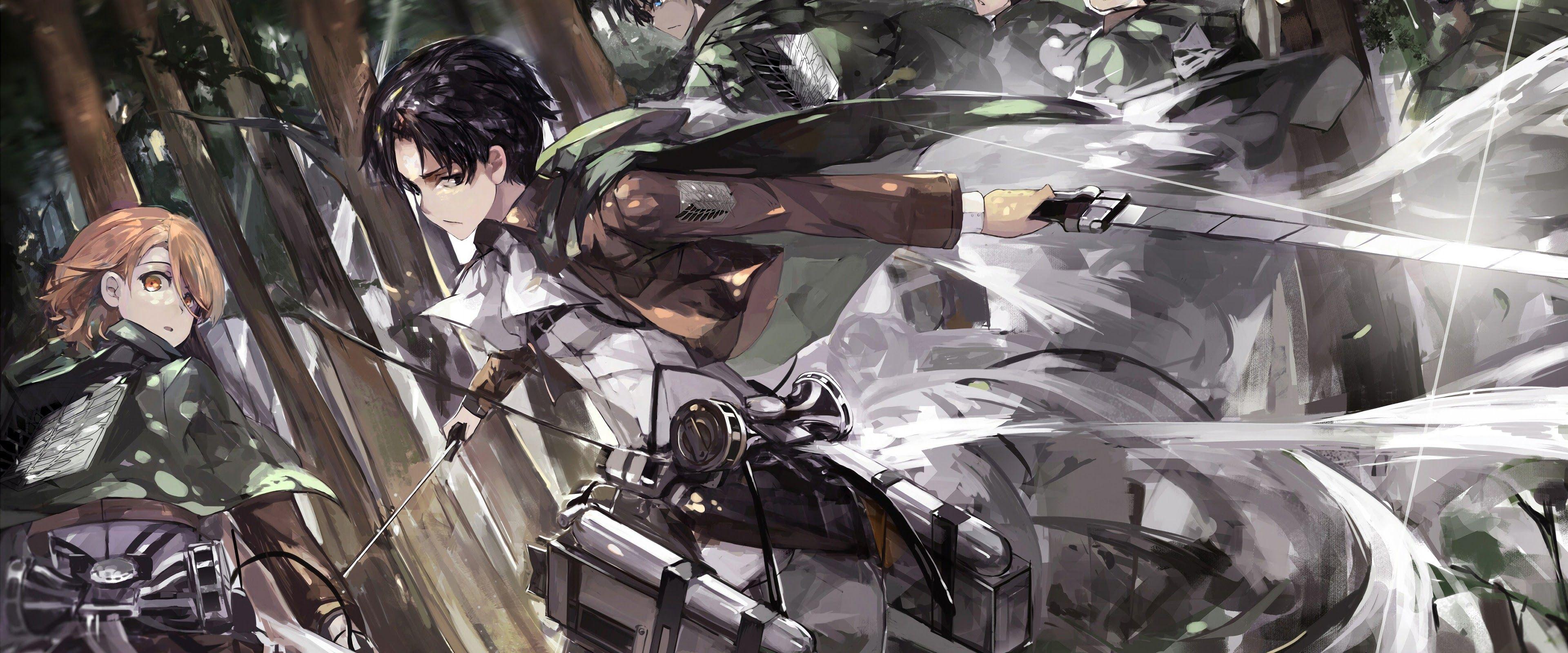 3840x1600 Levi Eren Survey Corps Attack on Titan .