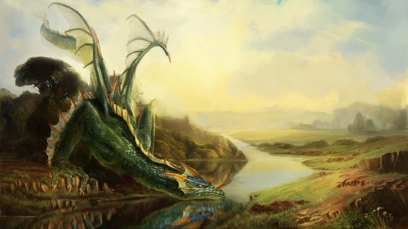 1366x768 Dragon Wallpaper, Background, Image