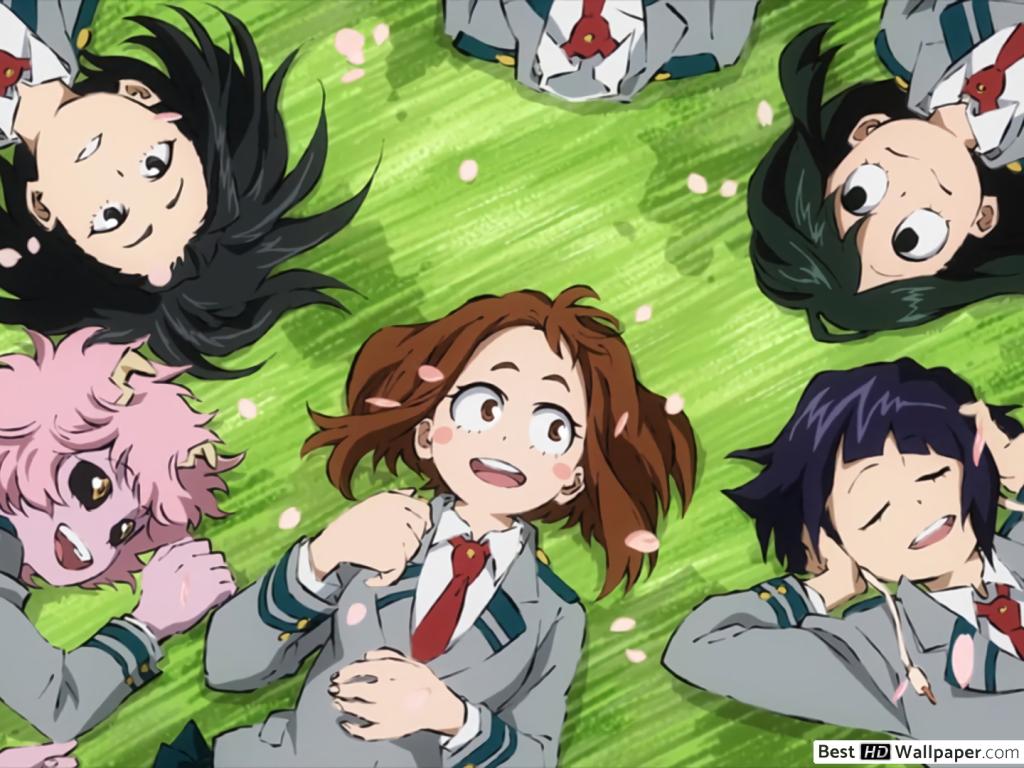 1024x768 Ochaco Uraraka, Tsuyu Asui, Kyoka Jiro .