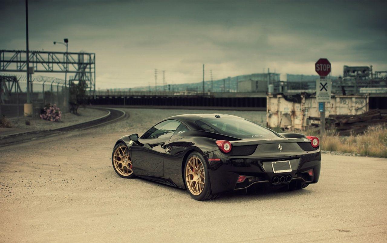1280x804 Black Ferrari 458 Italia Rear Angle .
