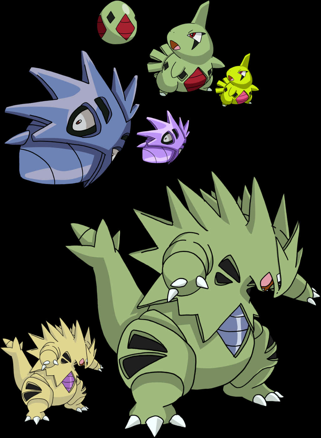 1024x1397 Download Pokemon Evolution Chain Tyranitar Pupitar Larvitar Wallpaper