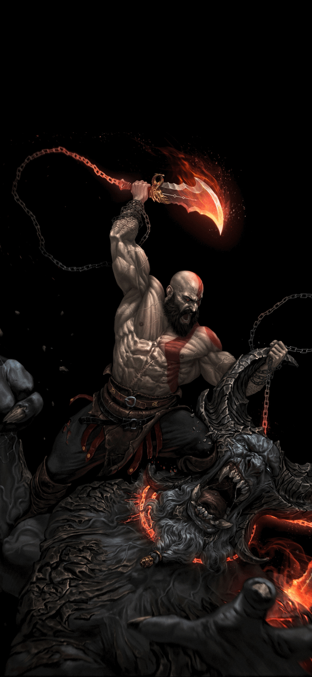 640x1387 God of War, Kratos wallpaper (by Daniele Sorrentino) [2570x5570]