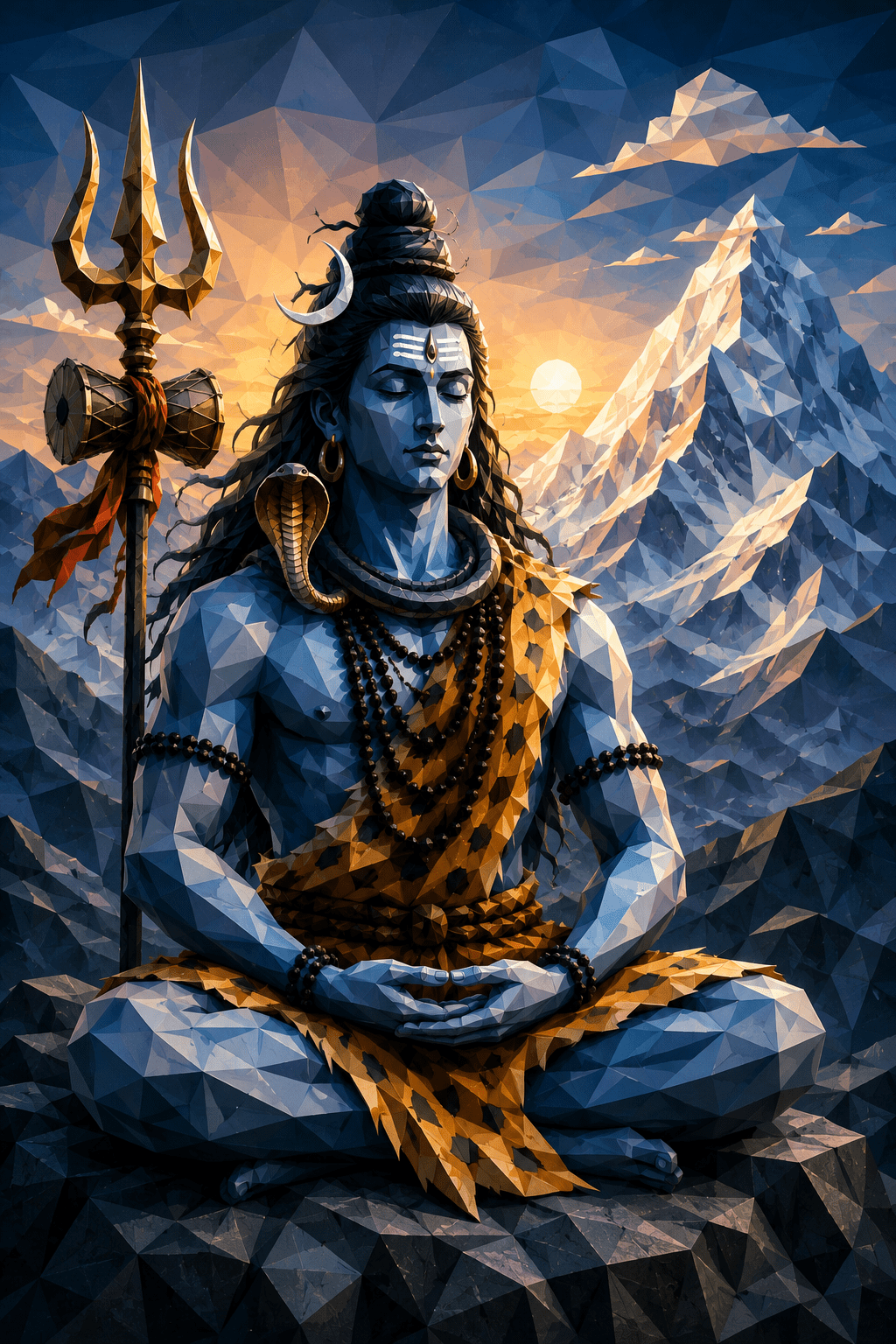 1024x1536 Mahadev Low Poly Geometric Art 4K Mobile Wallpaper Download