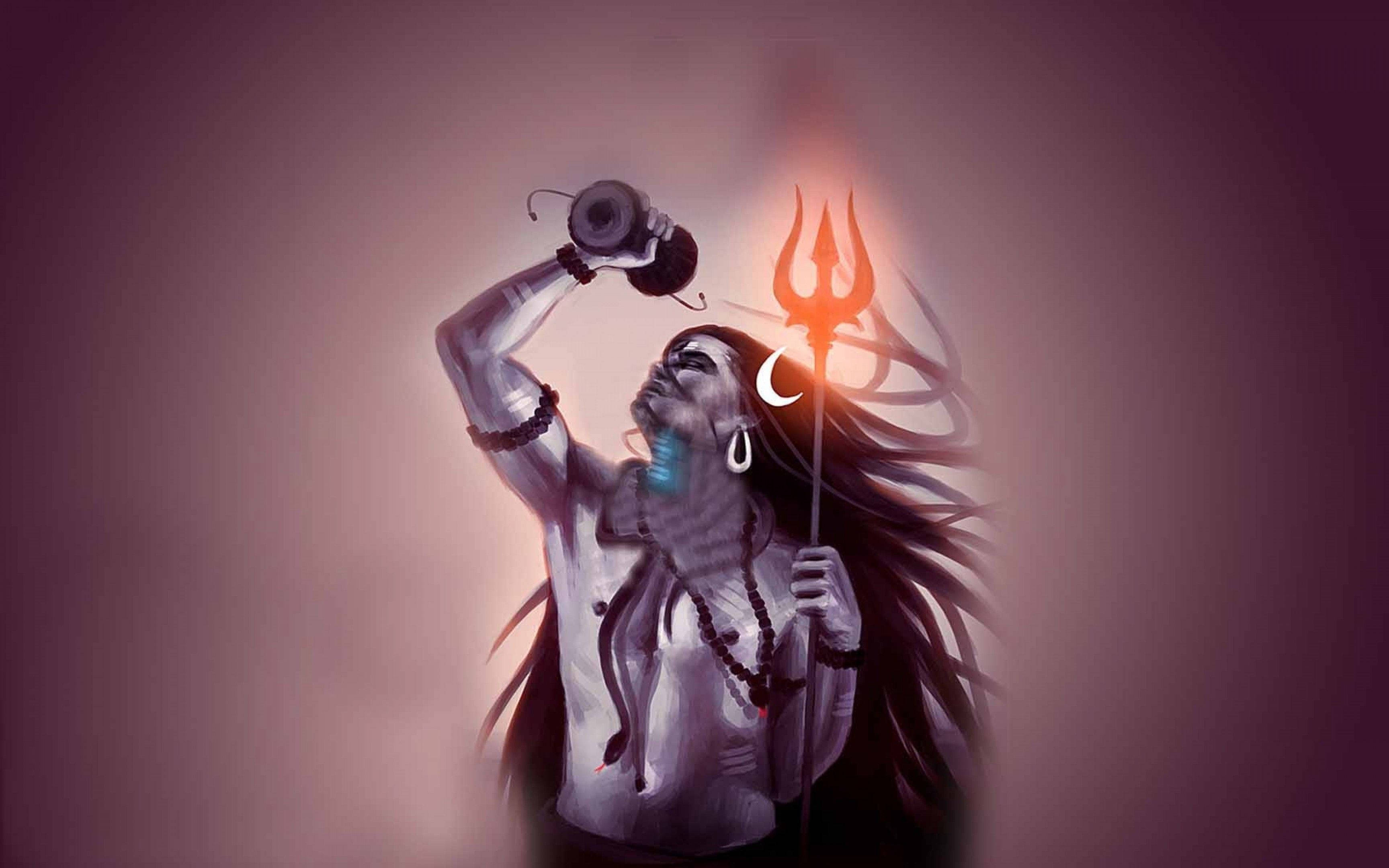 3456x2160 Download Mahadev With Damru And Trishul Wallpaper