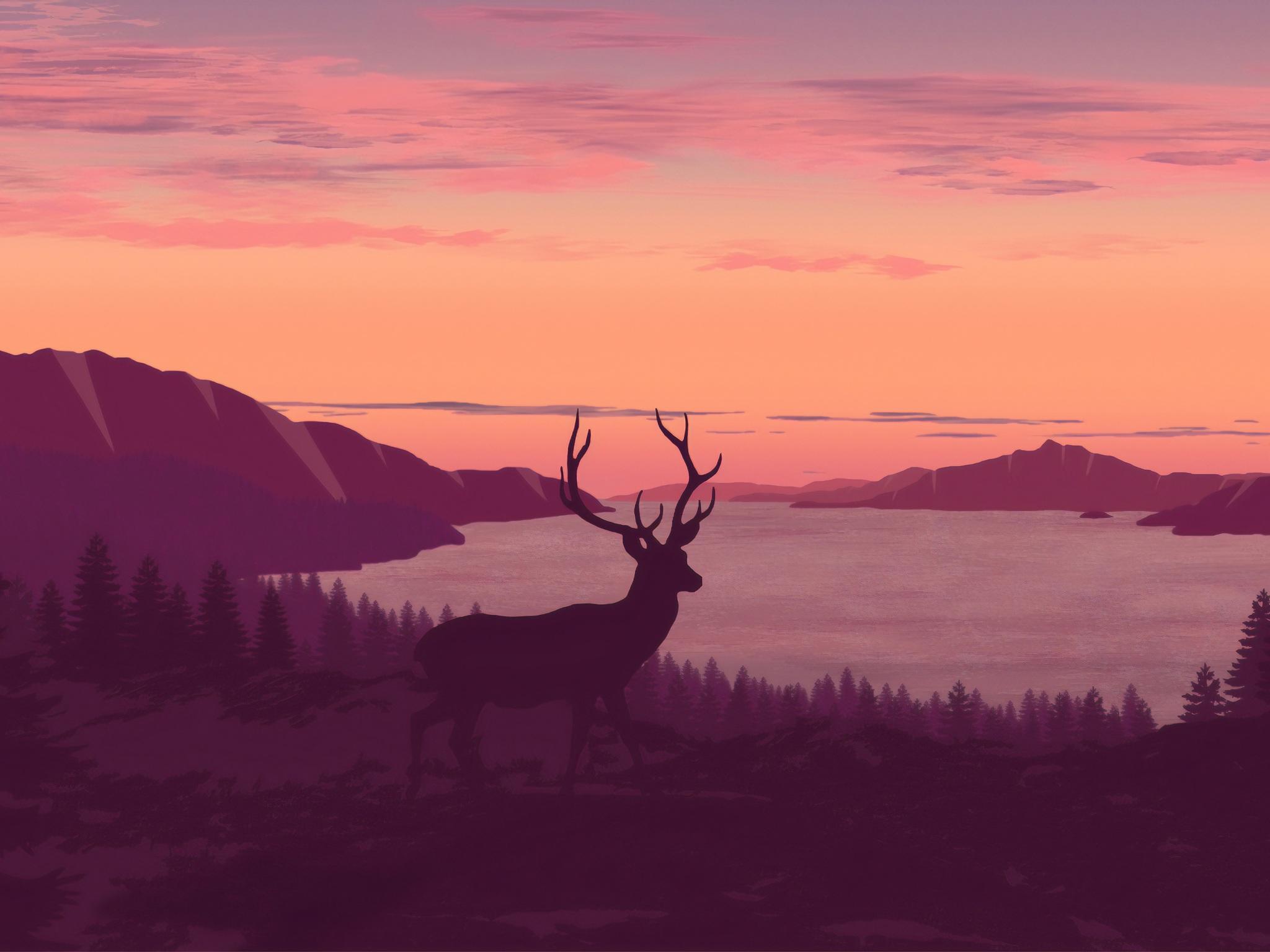2048x1536 Minimalist Sunset Wallpaper