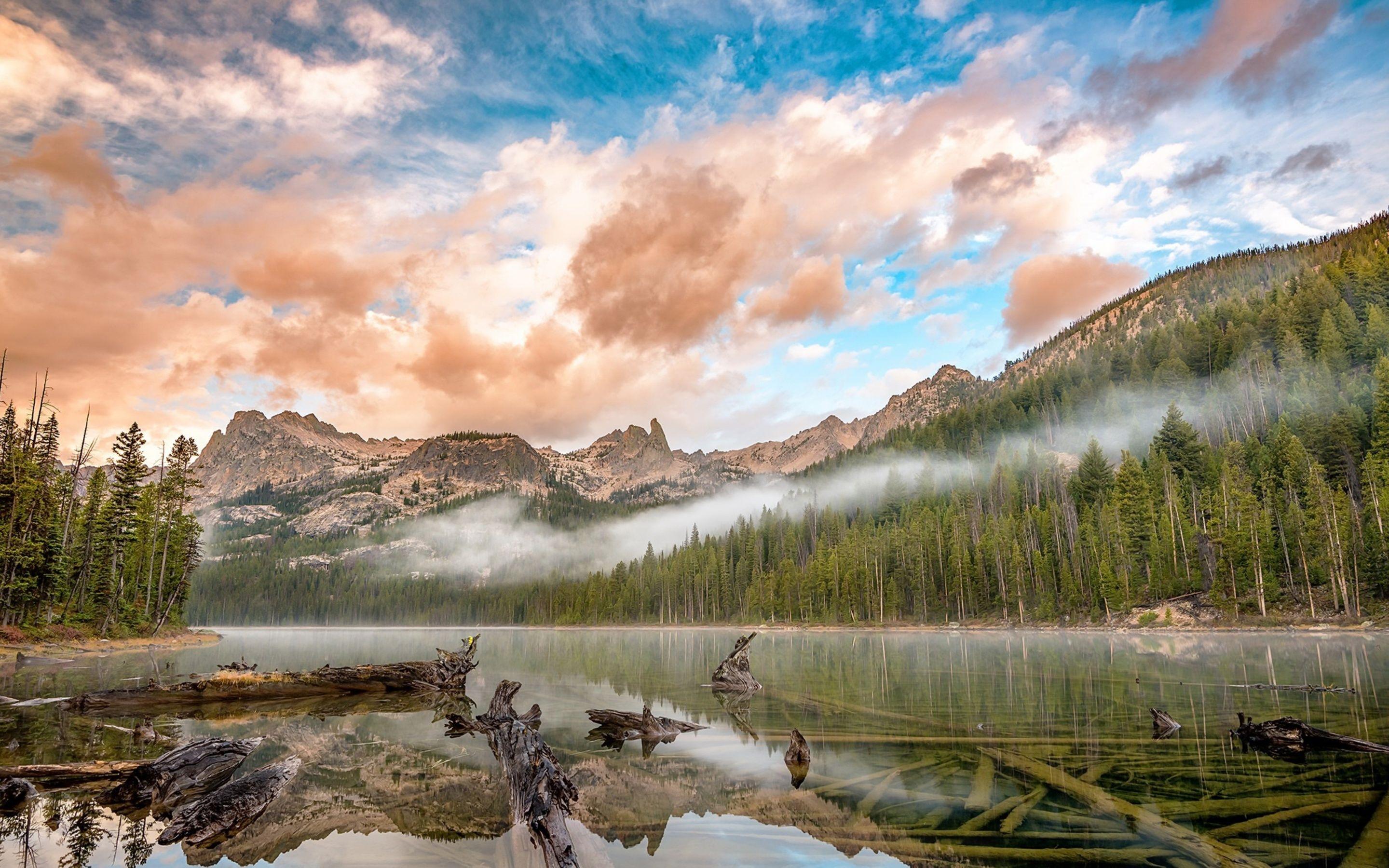 2880x1800 Cloud Fog Forest Lake .