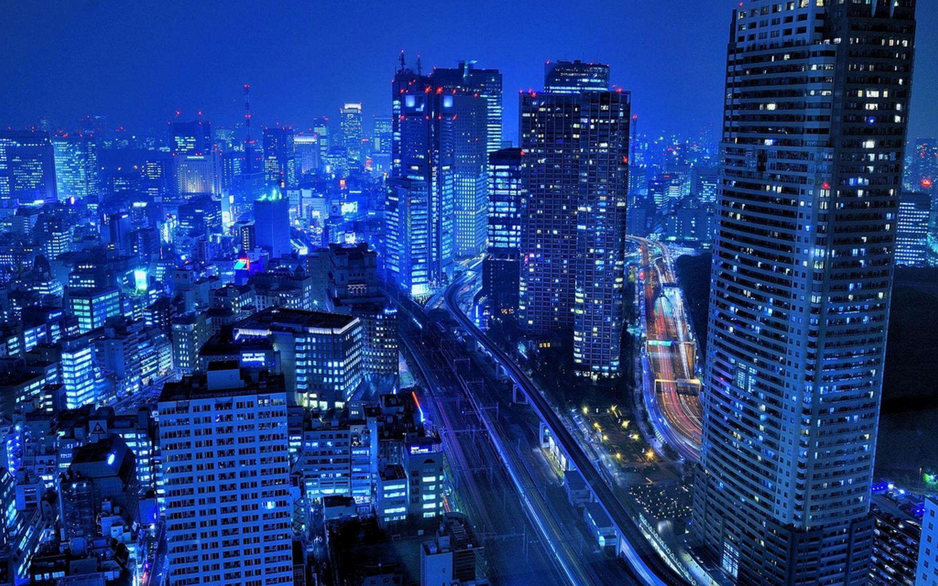 1920x1200 Blue Night City Wallpaperwallpaper.dog