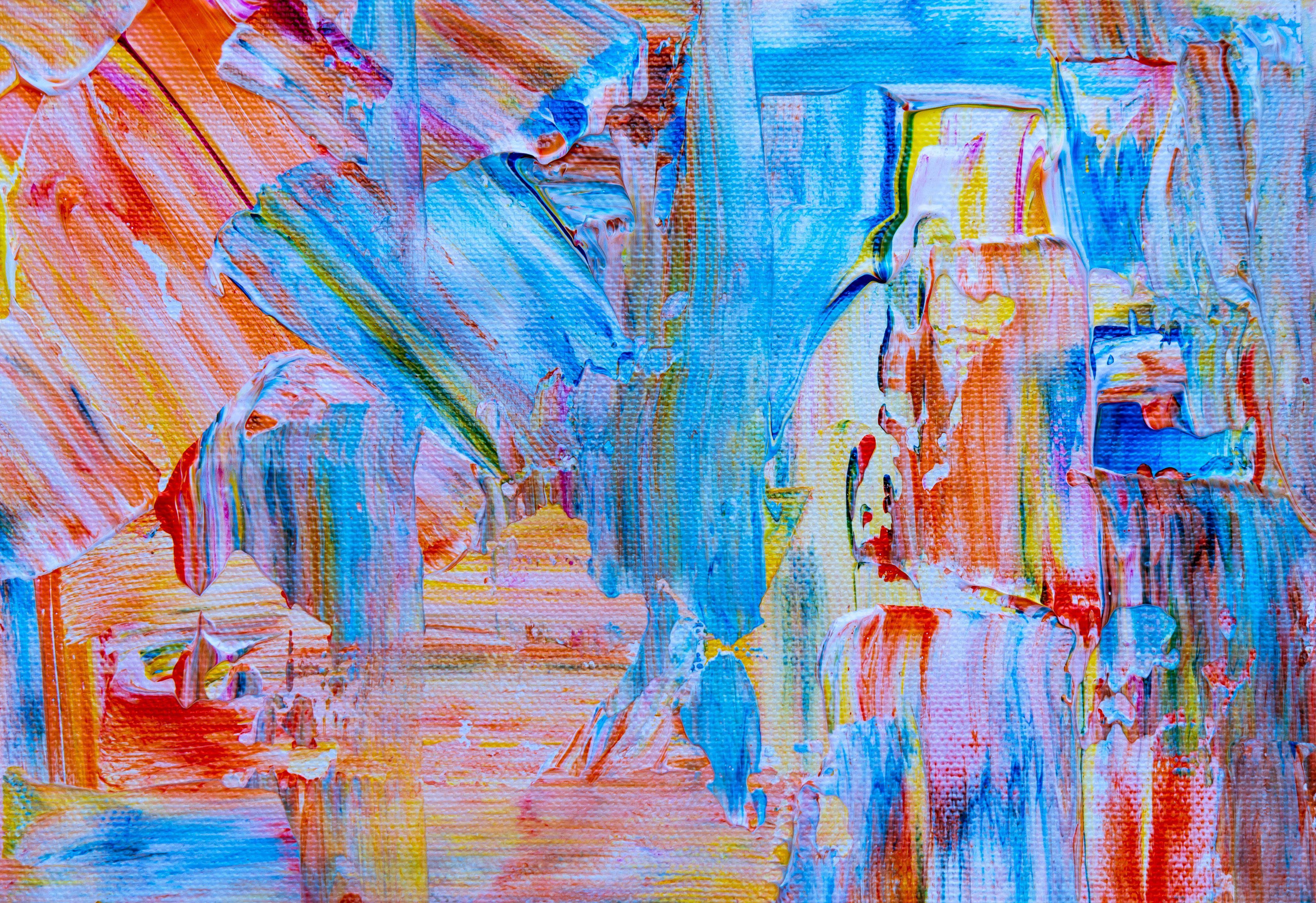 4236x2908 Blue, Yellow, and Red Abstract Painting .com