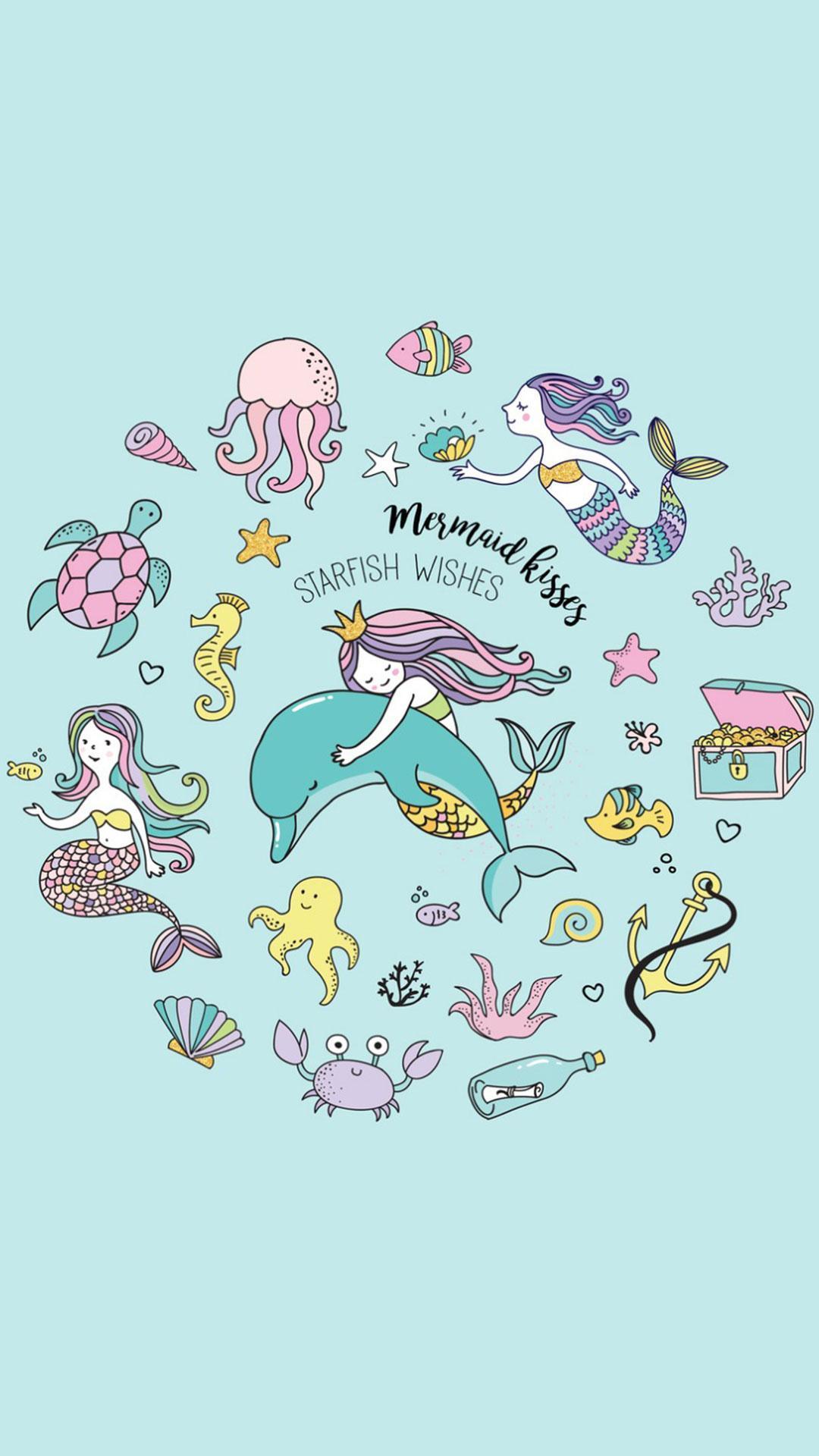 1080x1920 Cute Mermaid Wallpaper