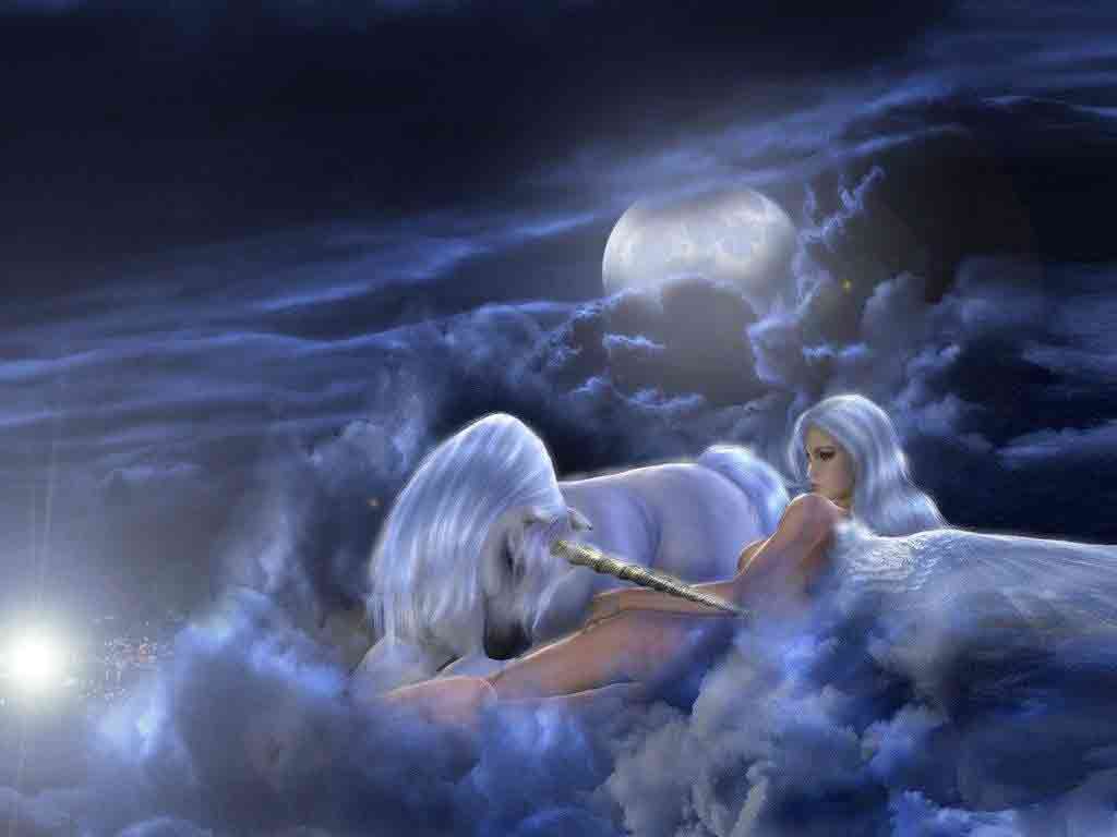1024x768 Unicorn and Fairy Desktop Wallpaper on .