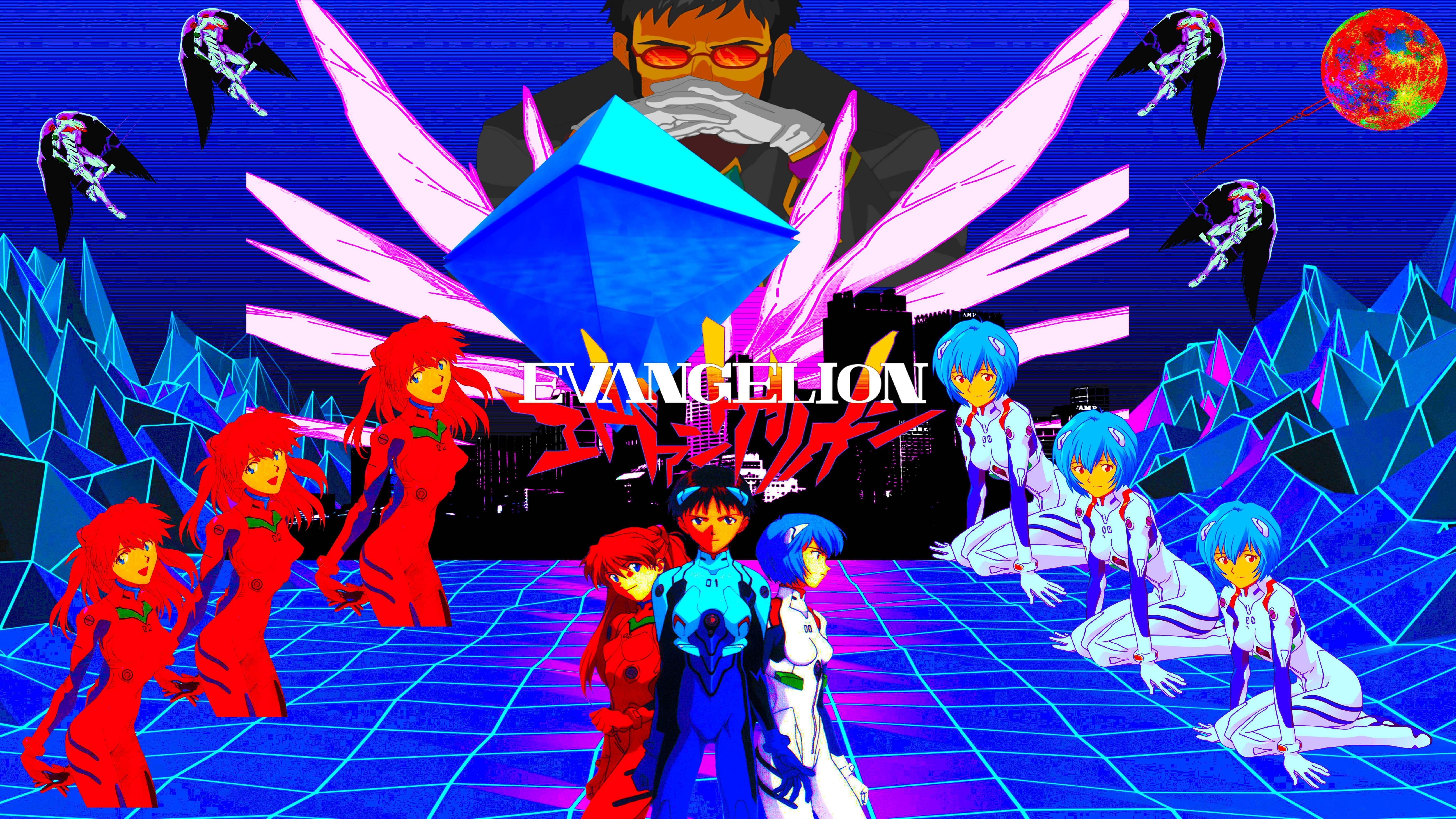 8100x4557 Evangelion Vaporwave Wallpaper .