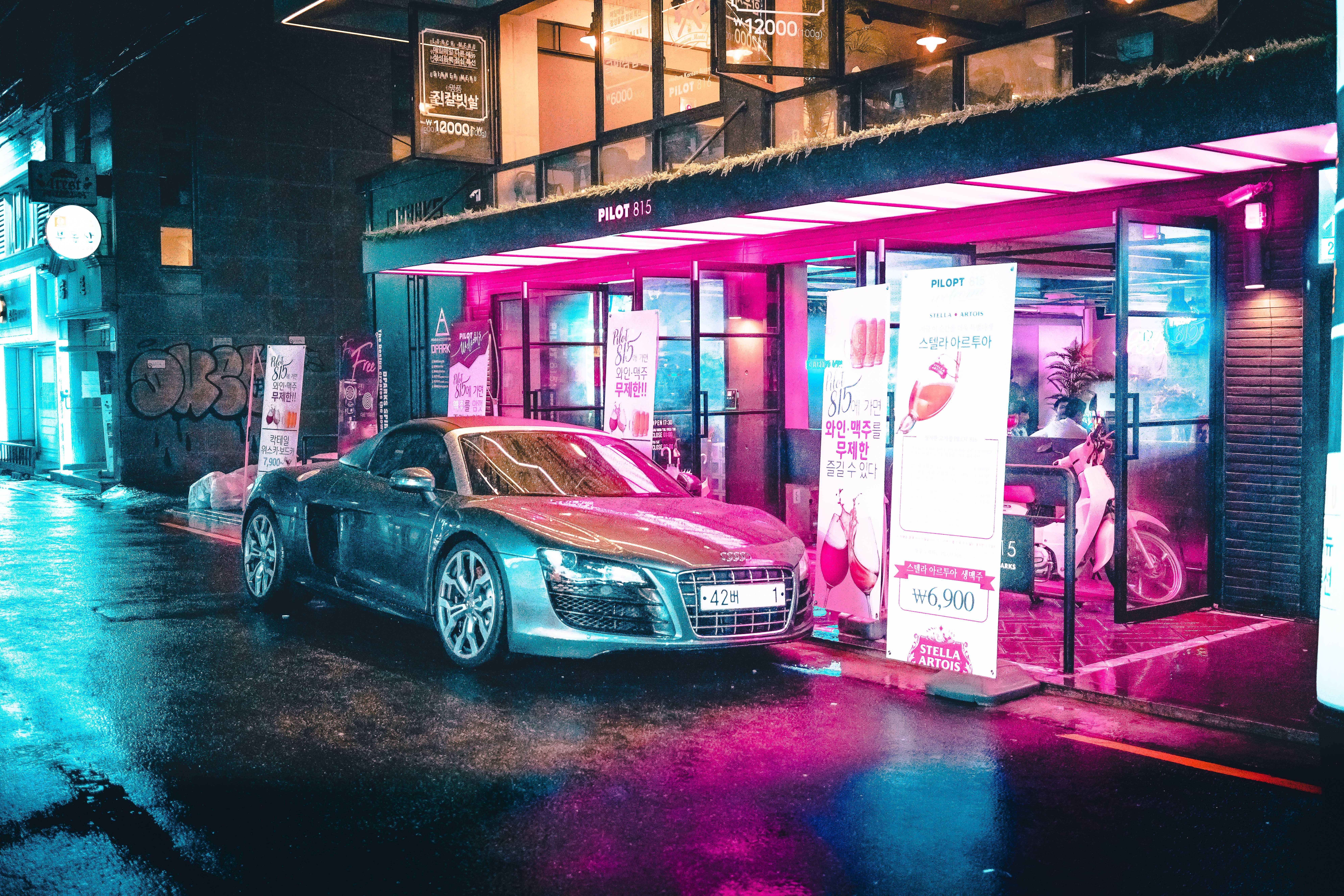 7952x5304 Vaporwave Car Wallpaper