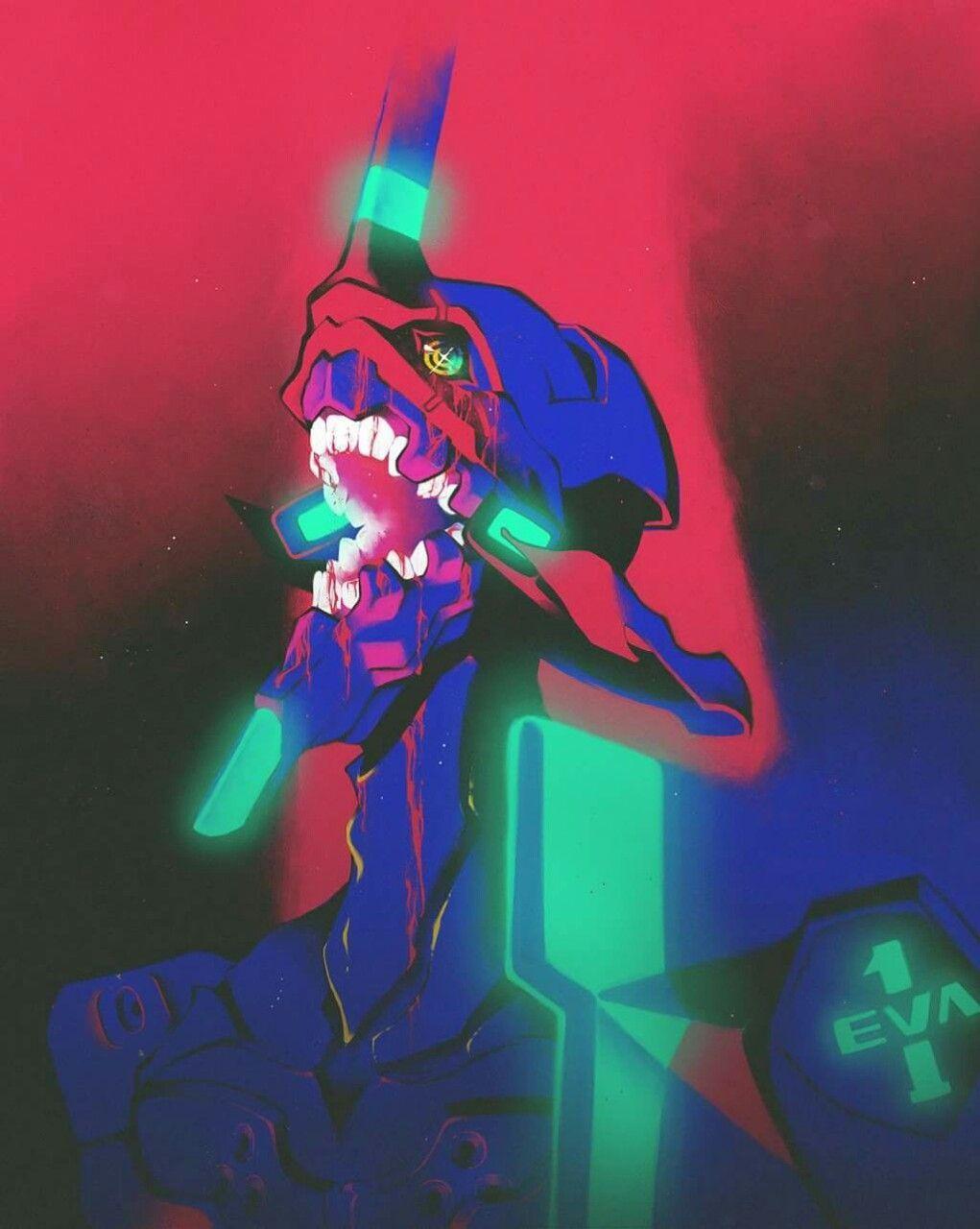 1021x1280 vaporwave anime. Neon evangelion .com