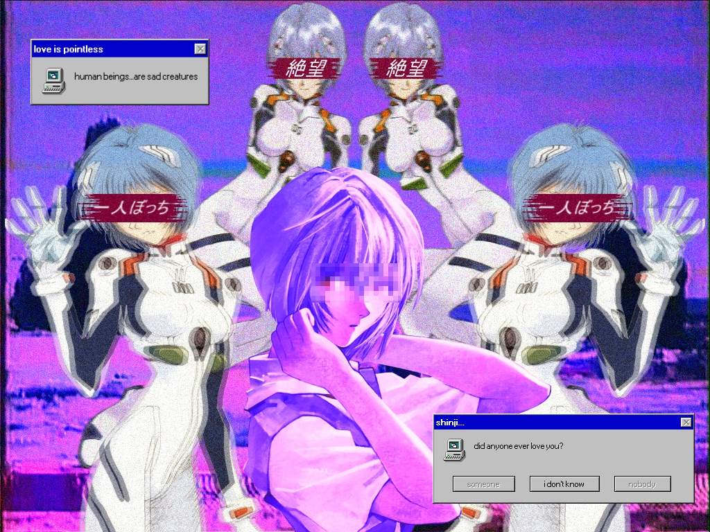 1024x768 Evangelion vaporwave. Anime