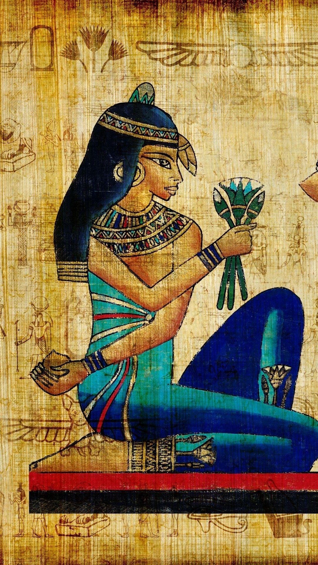 1080x1920 Wallpaper Brunette, Girl, Ancient, Egypt, Drawing Egypt Wallpaper iPhone