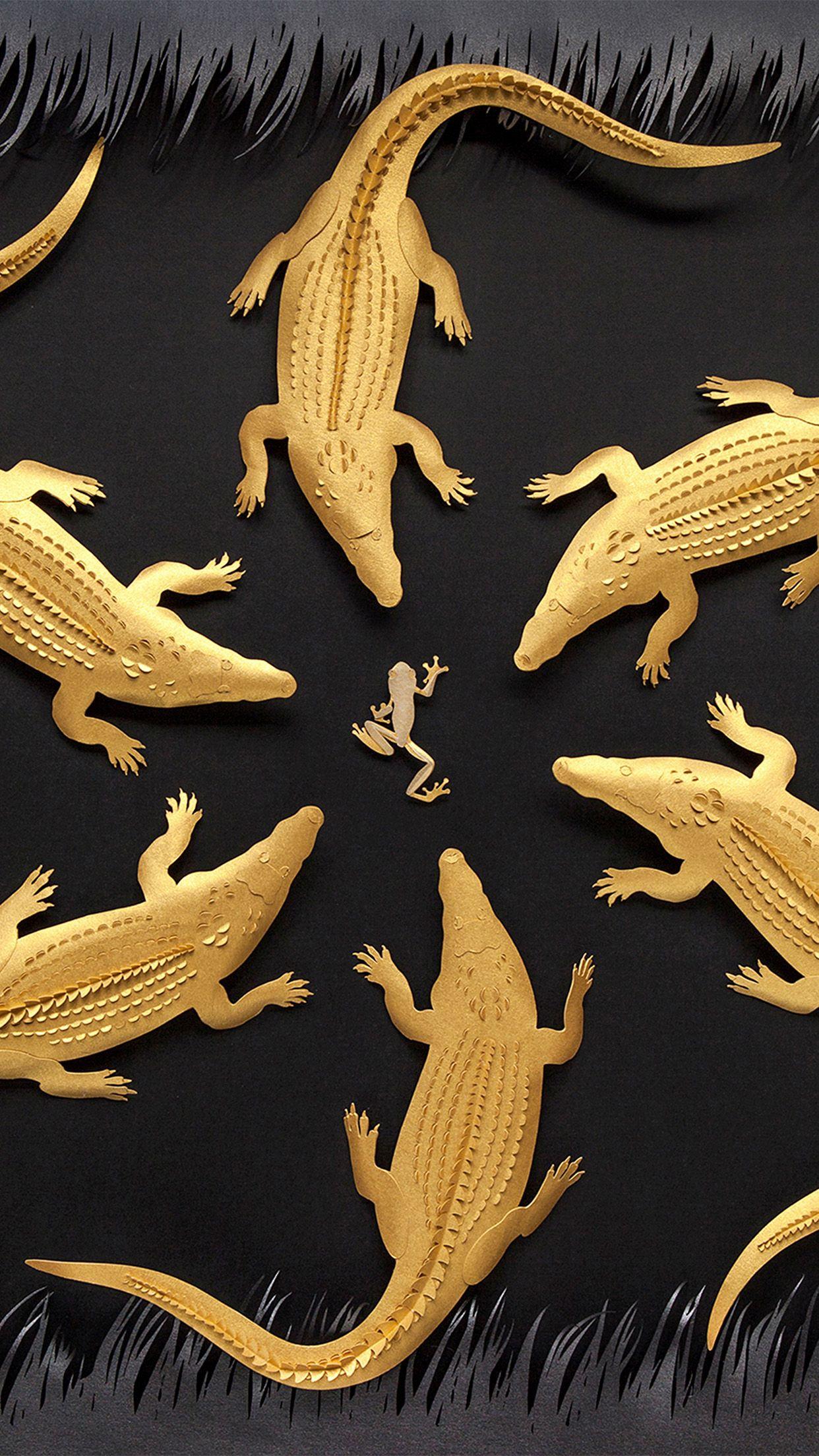 1242x2208 Gold Alligator Frog Illustration Art .phone Wallpaper.co.uk