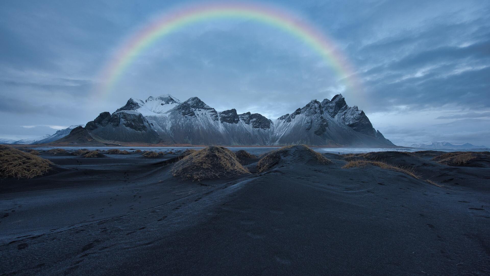 1920x1080 Rainbow Over Snow Covered .