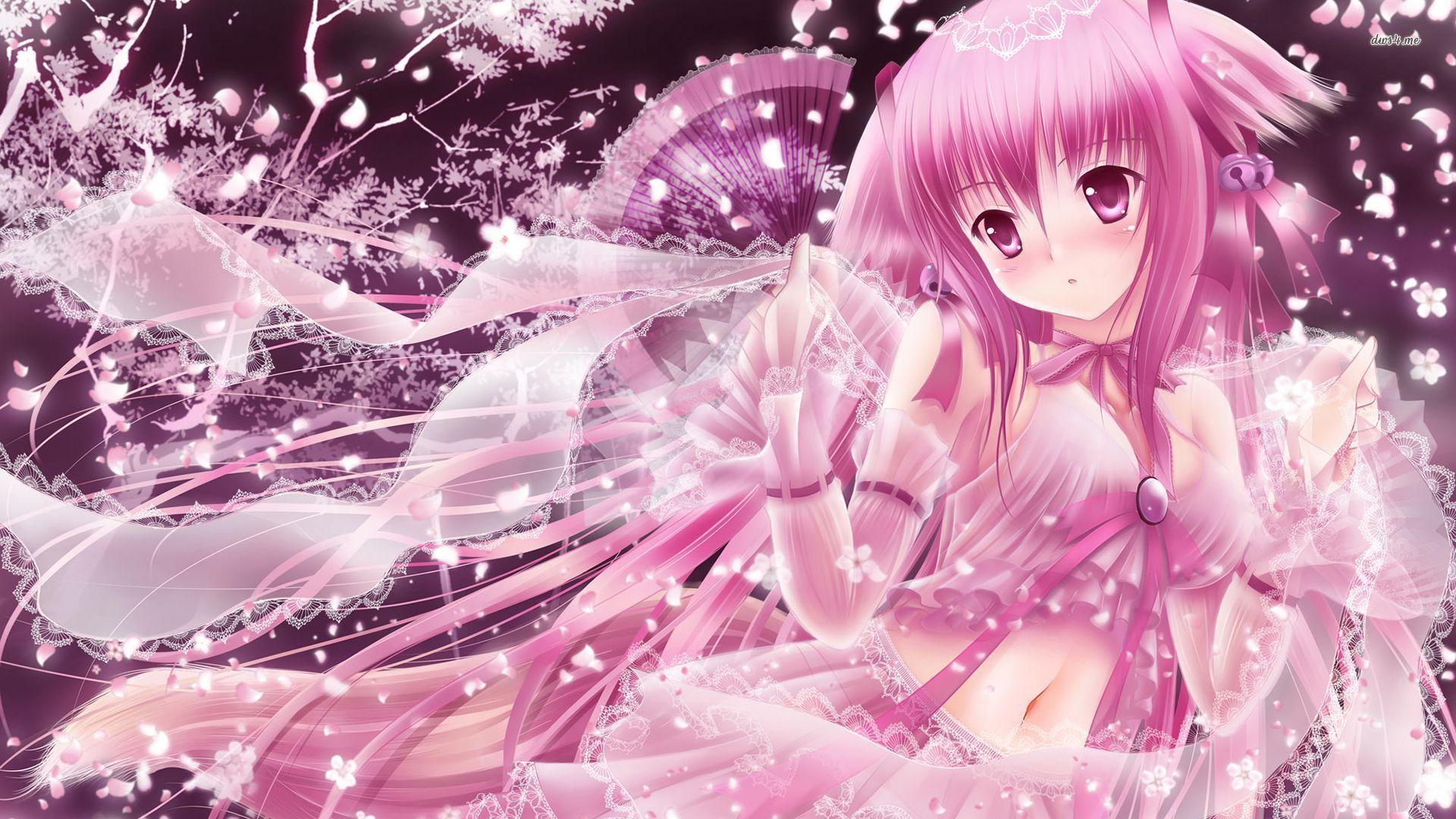 1920x1080 Pink Anime Wallpaper