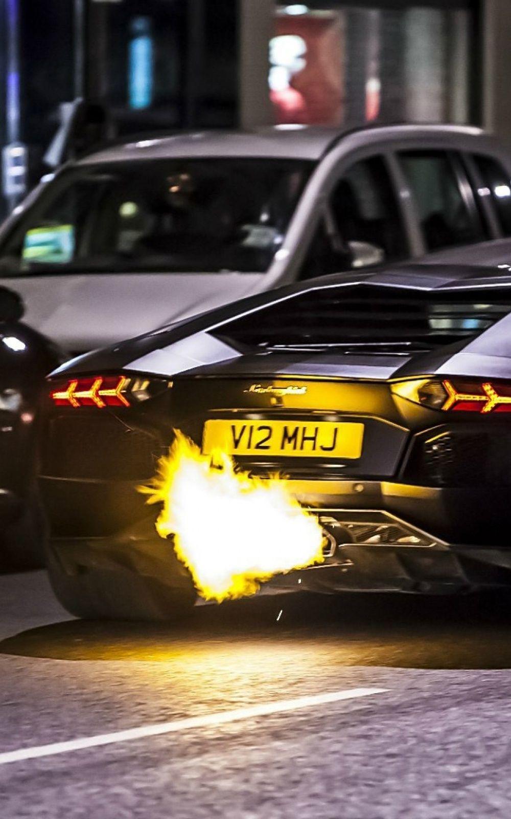 1000x1600 Black Lamborghini Aventador Flame .