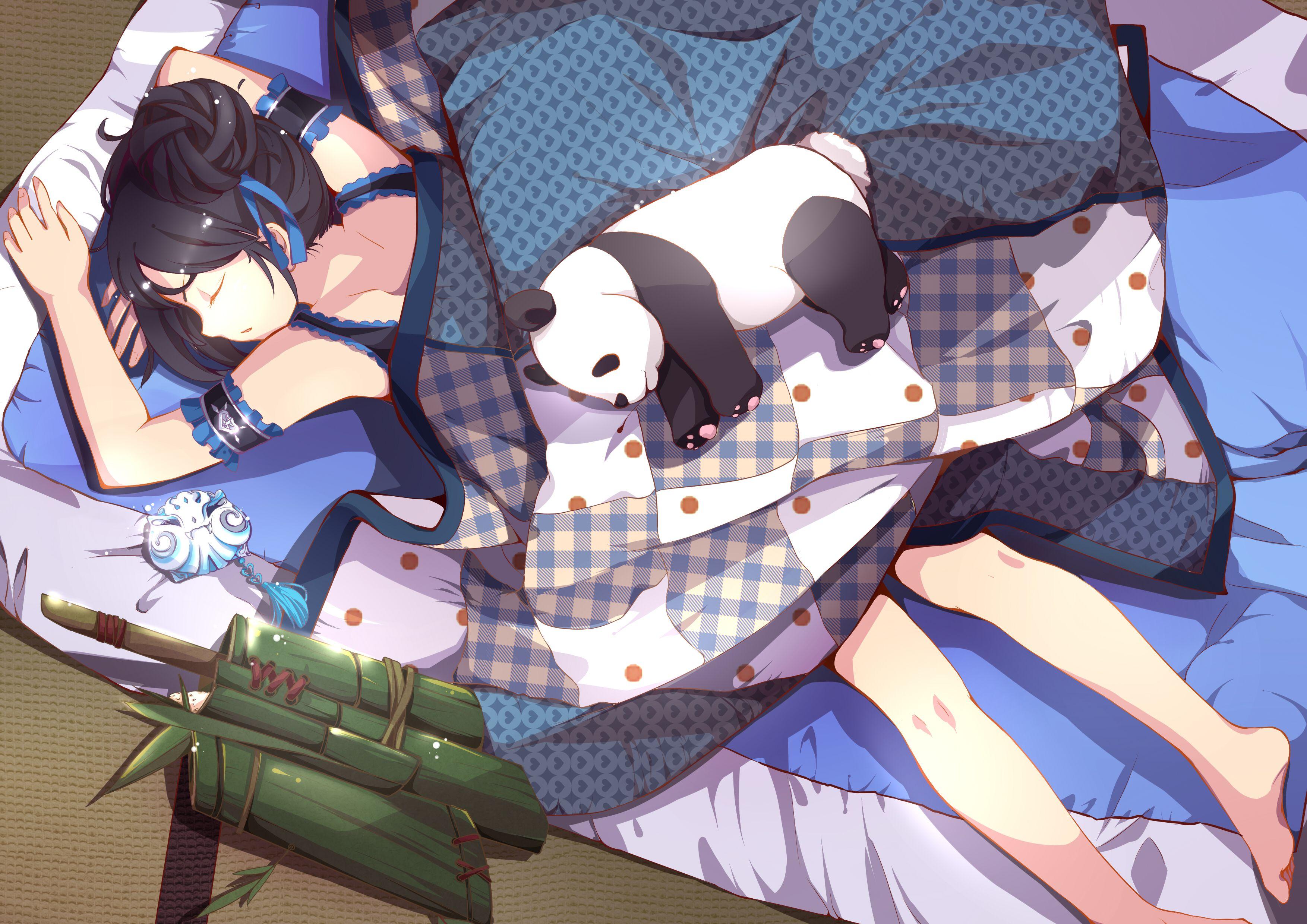 3507x2480 original, Anime, Panda, Girl Wallpaper .
