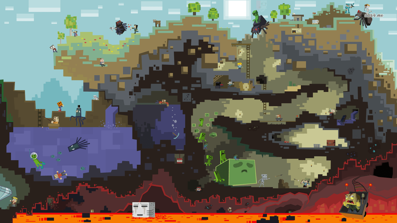 1366x768 Wallpaper Of Minecraft Group Wallpaper