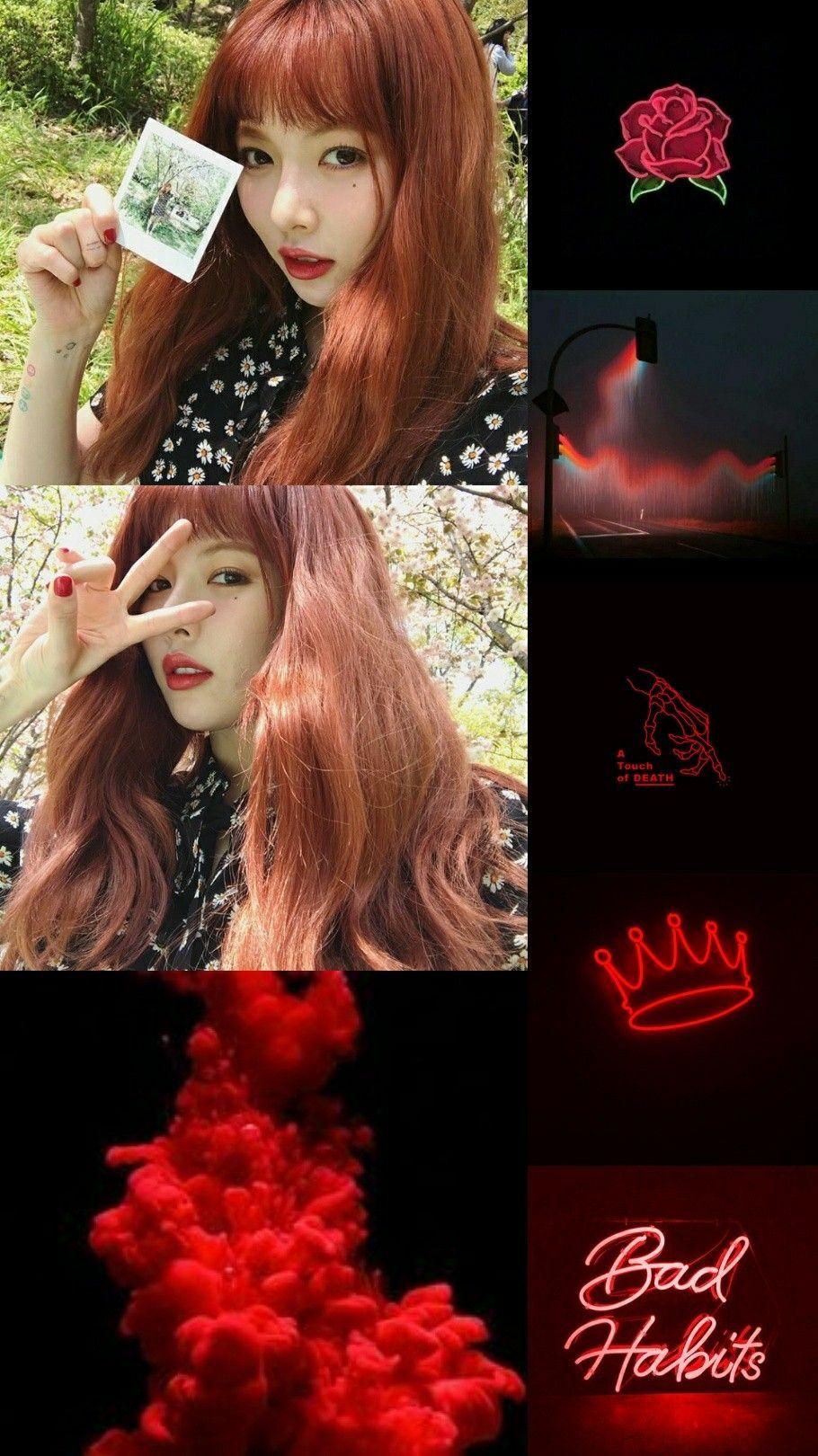 910x1620 Hyuna red and black aesthetic wallpaper .com