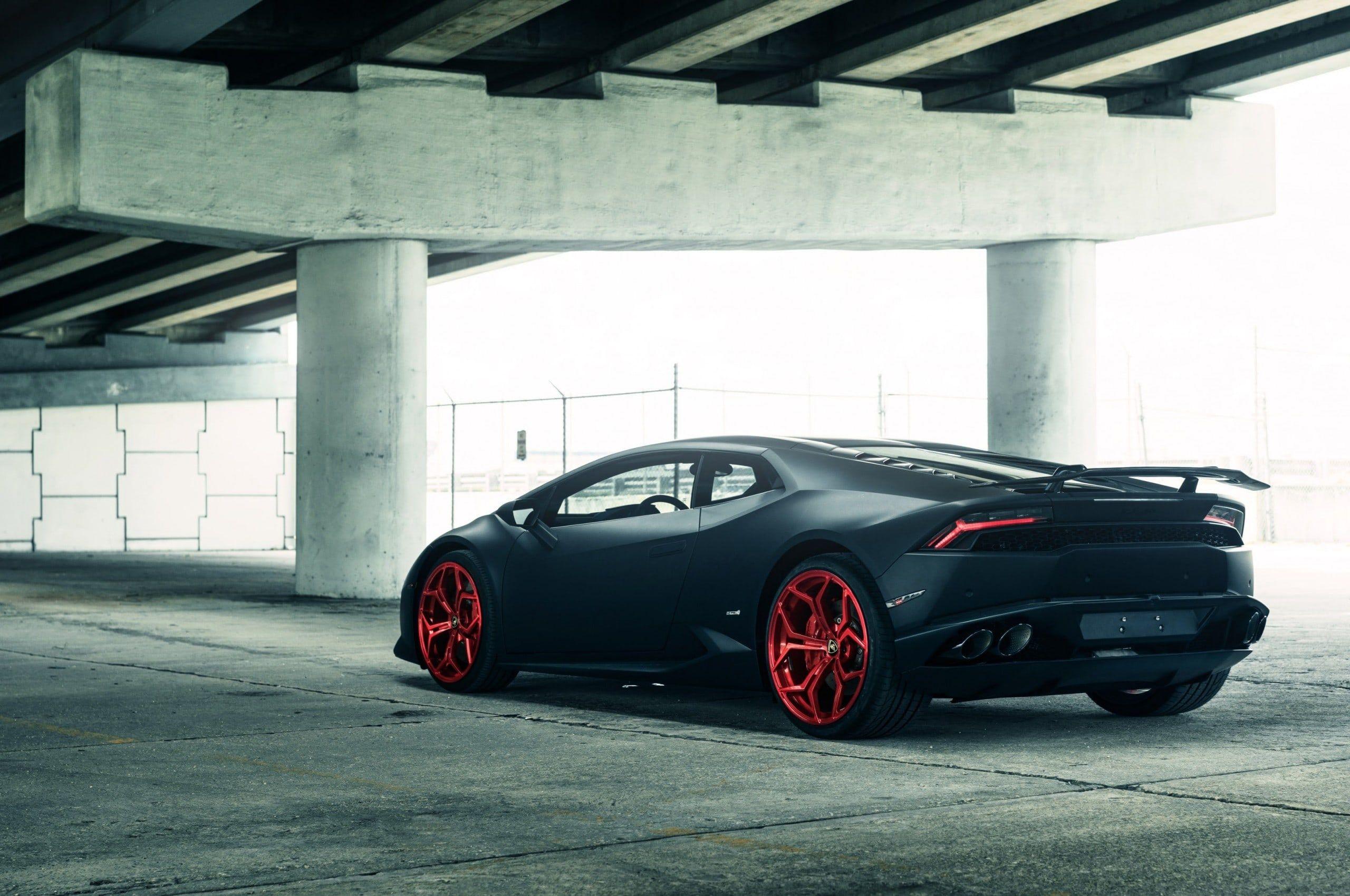 2560x1700 Lamborghini Huracan Black Matte Back View Sport Cars Wallpaper