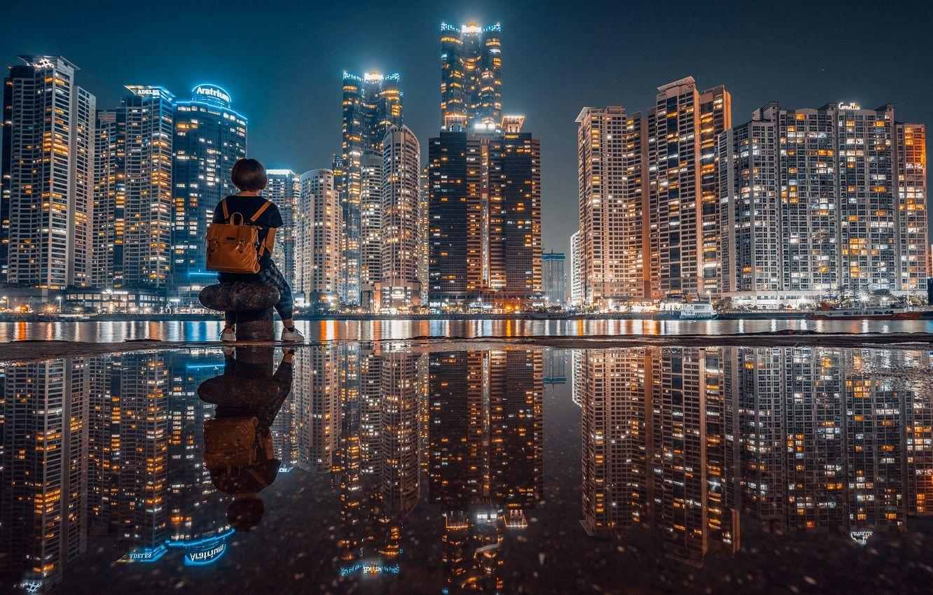 1332x850 Wallpaper girl, night, the city image .